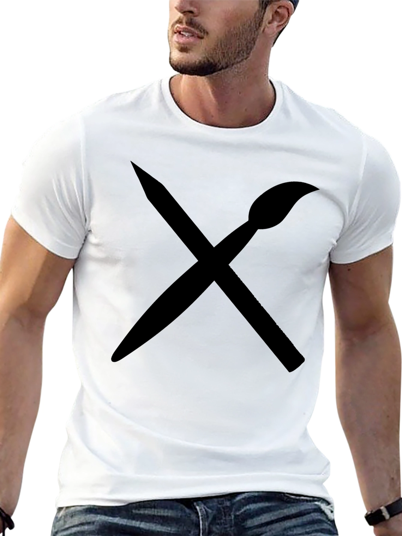 Artists Brush & Pencil Graphic Tee - Black Cotton