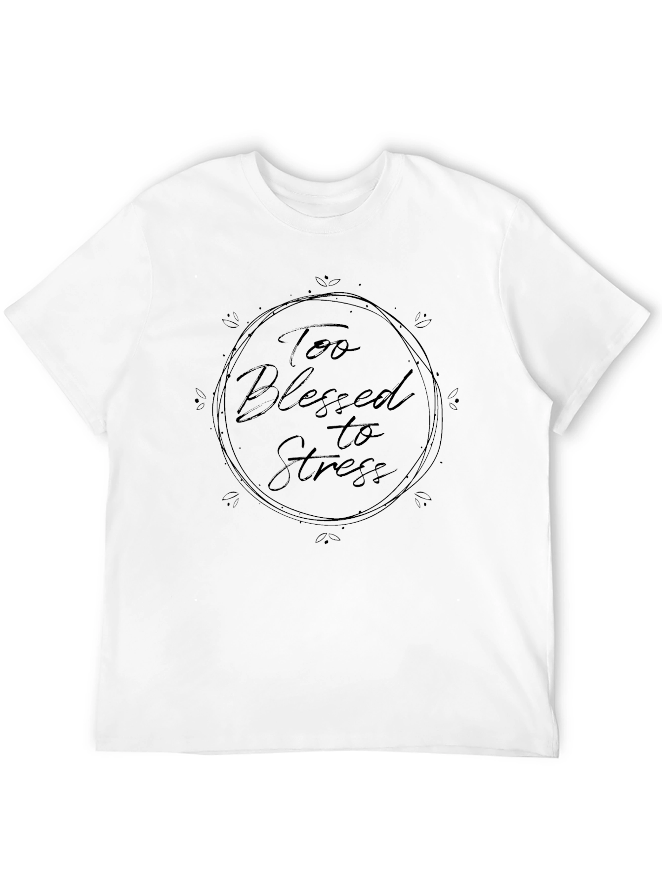 Too Blessed to Stress Black Graphic Tee