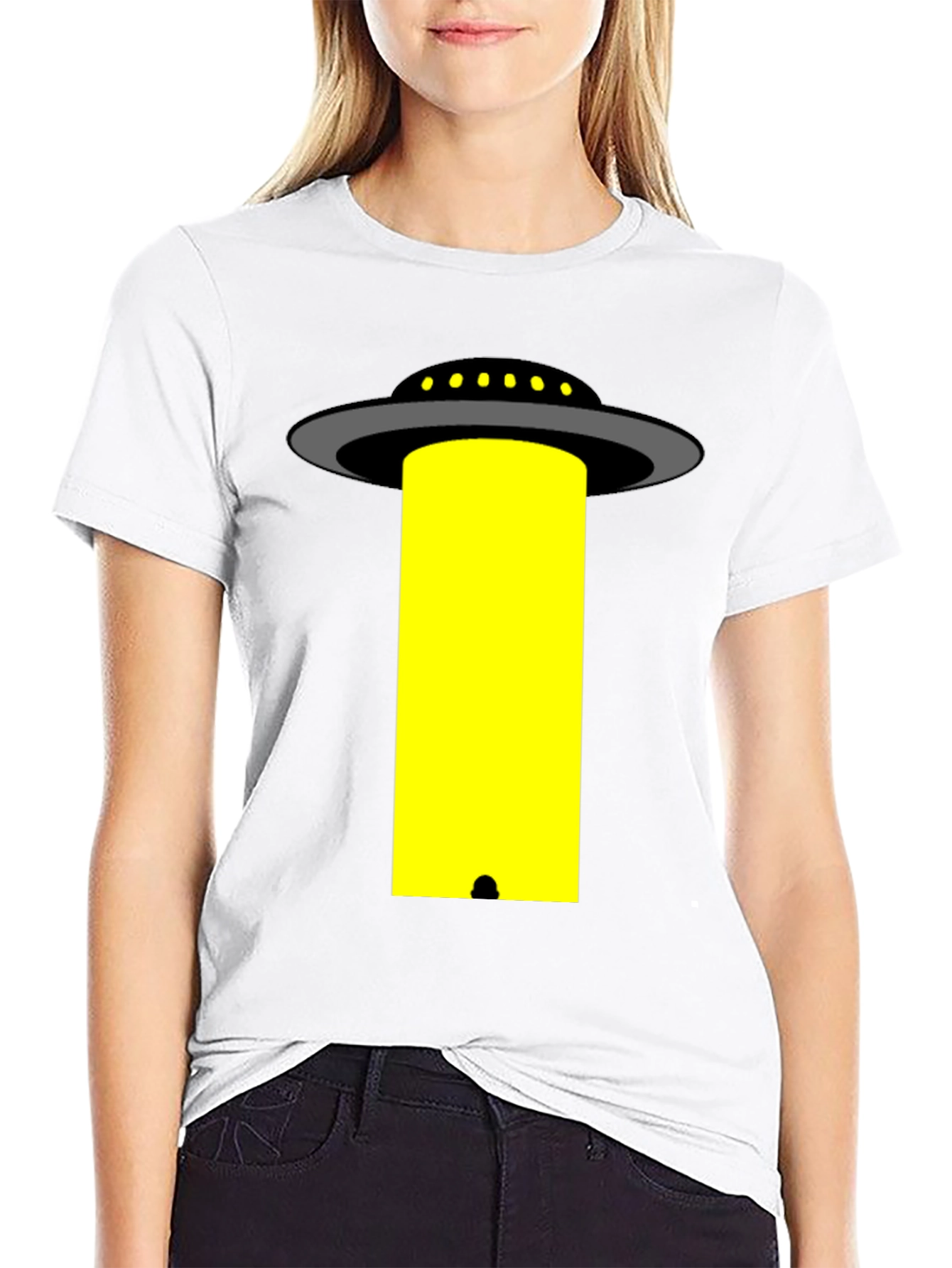 UFO Abduction T-Shirt - Black Cotton Graphic Tee