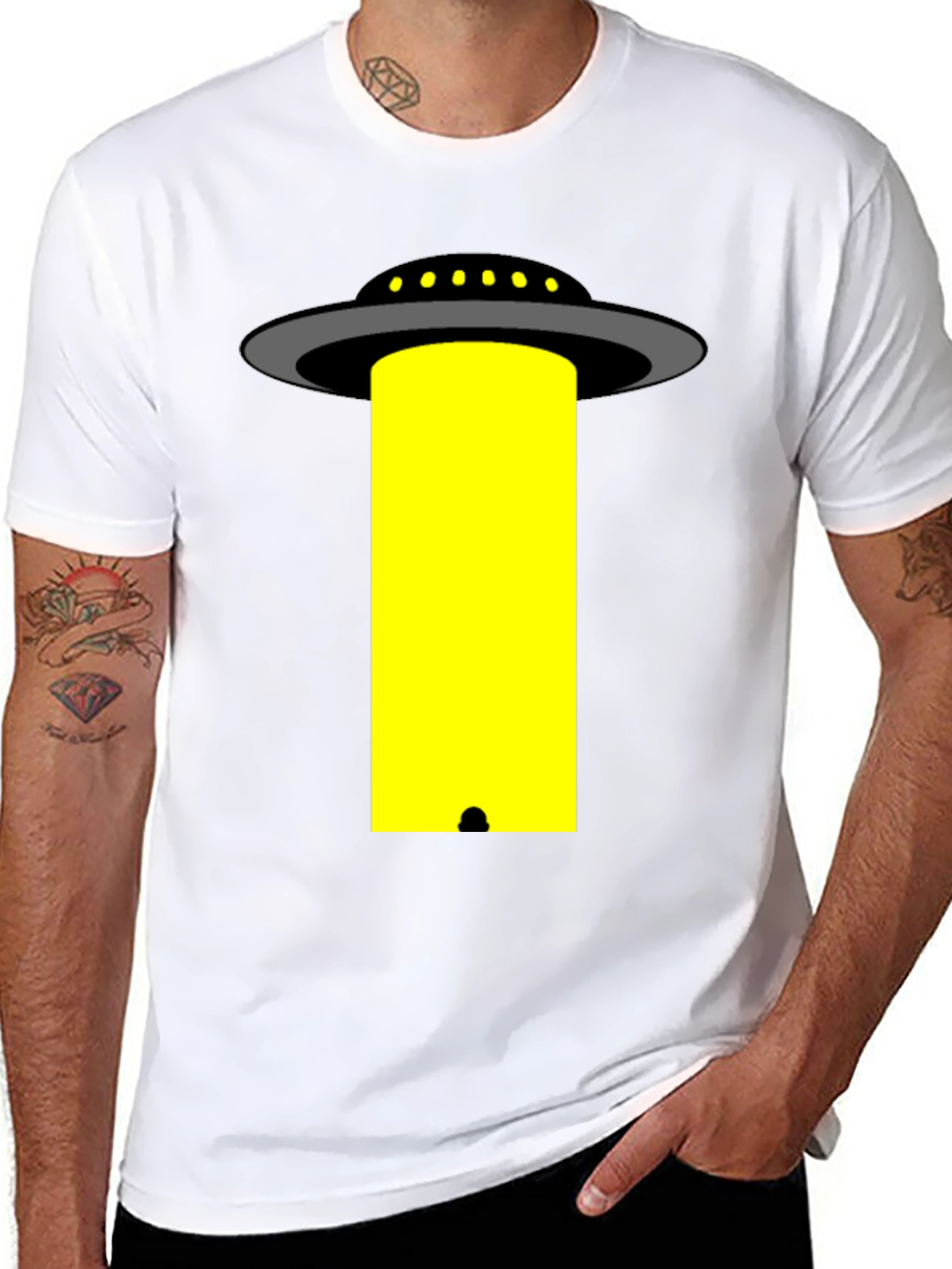 UFO Abduction T-Shirt - Black Cotton Graphic Tee