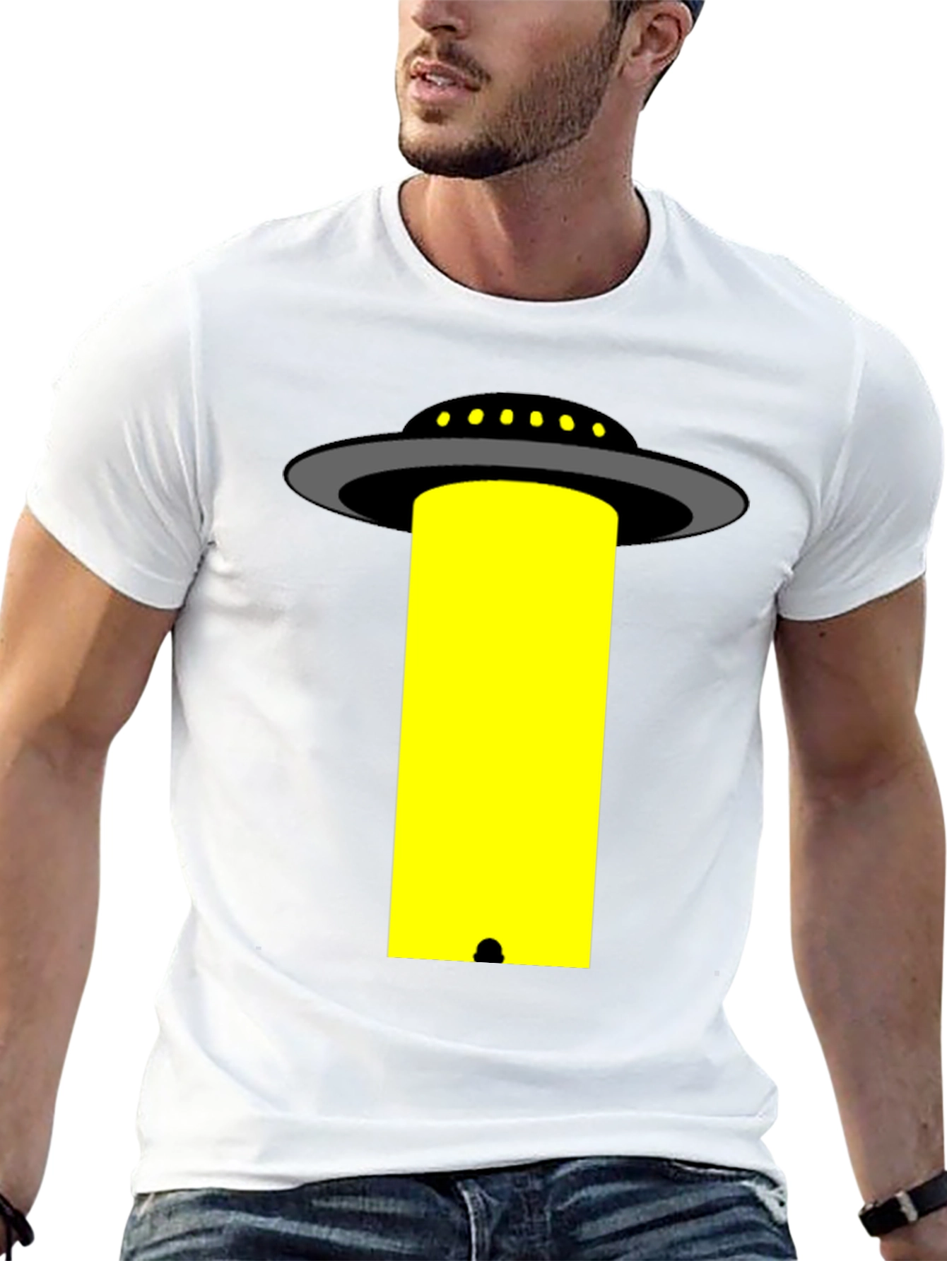 UFO Abduction T-Shirt - Black Cotton Graphic Tee
