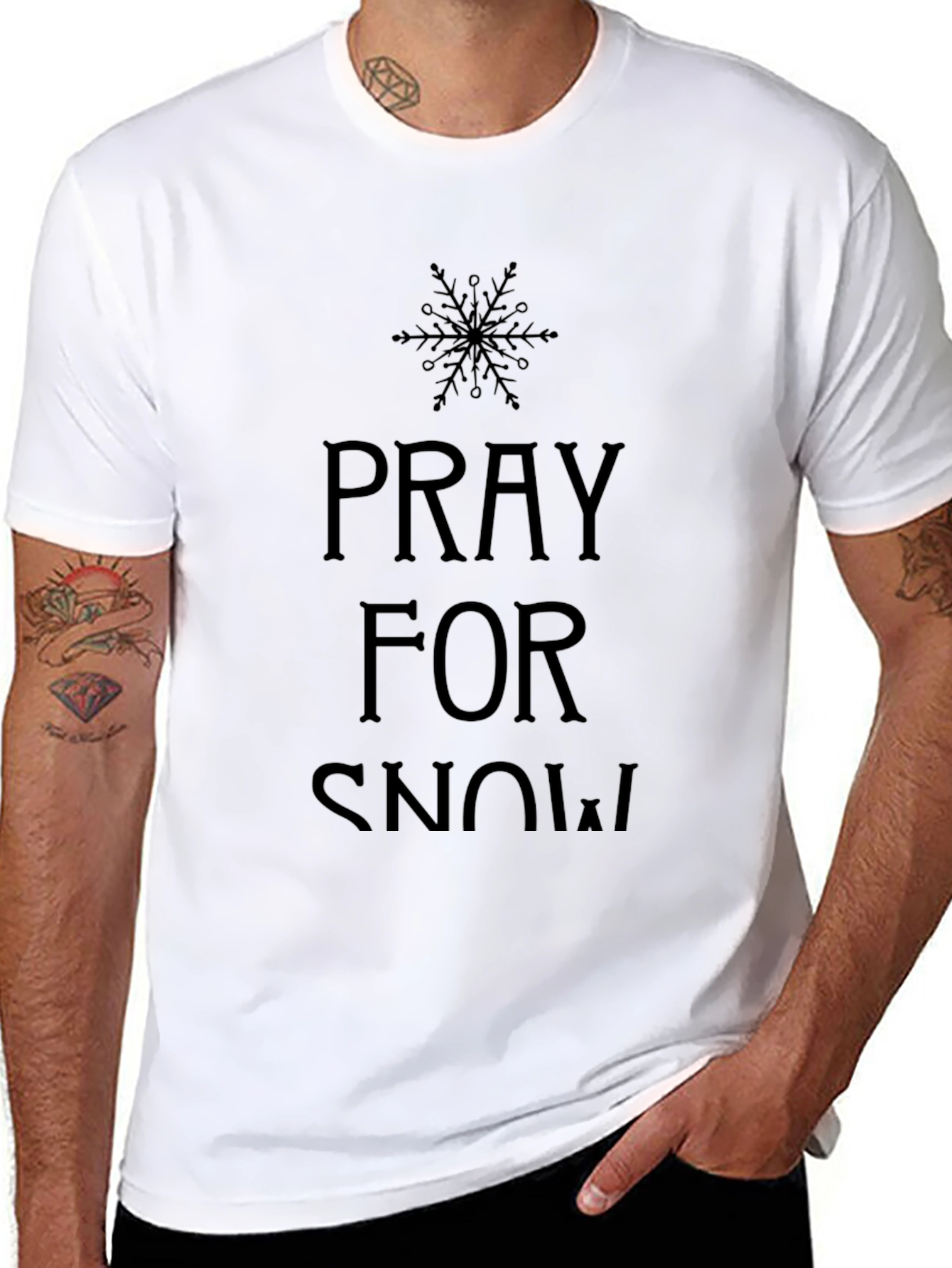 Pray for Snow Black Cotton Tee