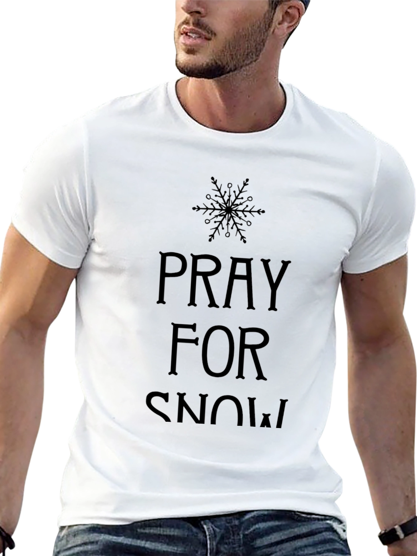 Pray for Snow Black Cotton Tee