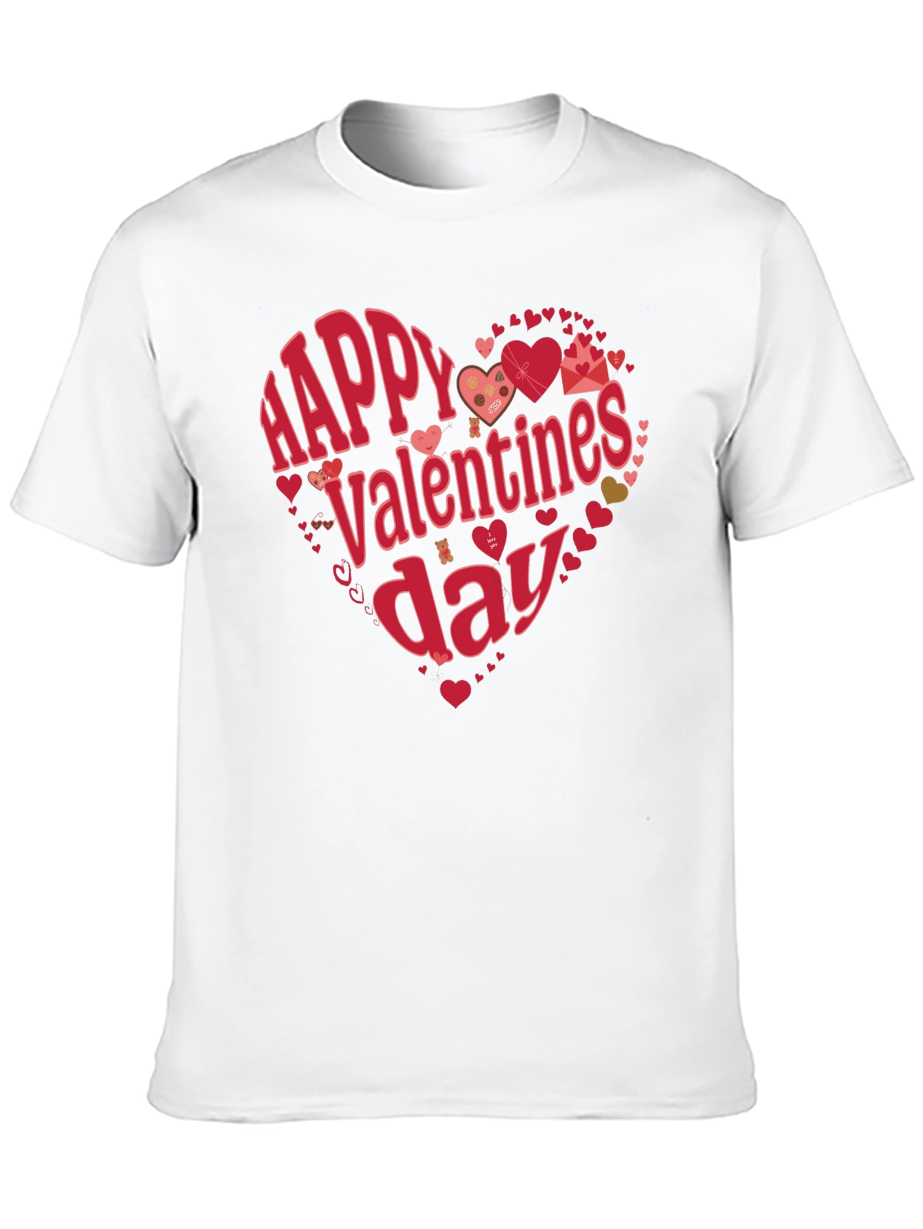 Happy Valentines Day Heart Graphic Tee - Black