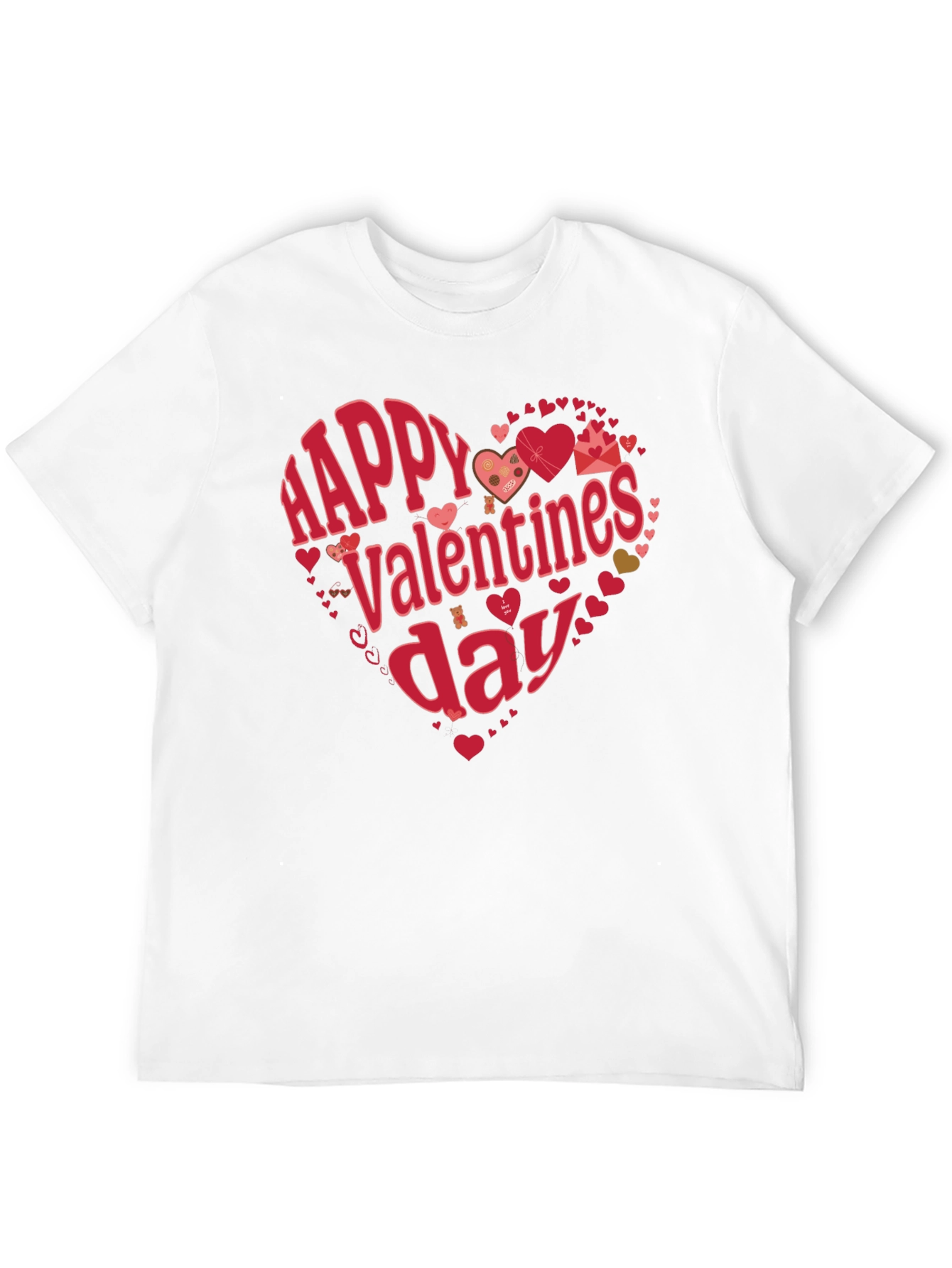 Happy Valentines Day Heart Graphic Tee - Black