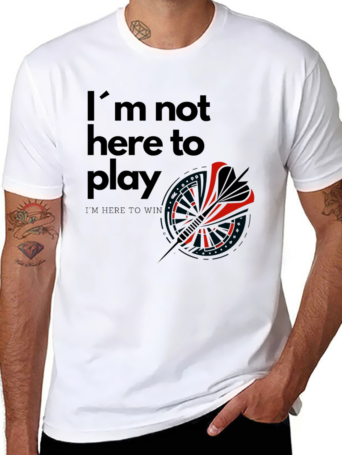 Im Here to Win Black Graphic T-Shirt