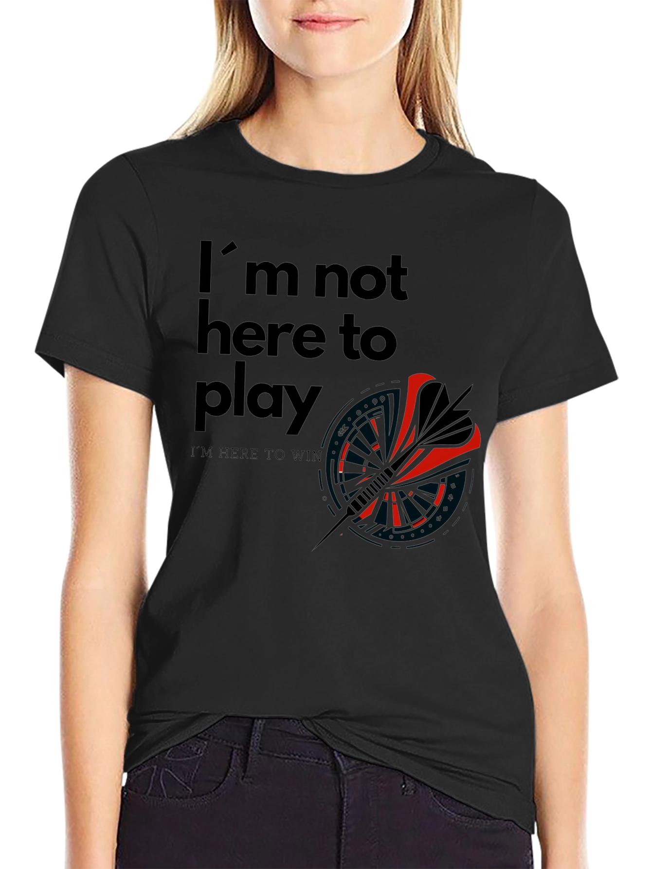 Im Here to Win Black Graphic T-Shirt