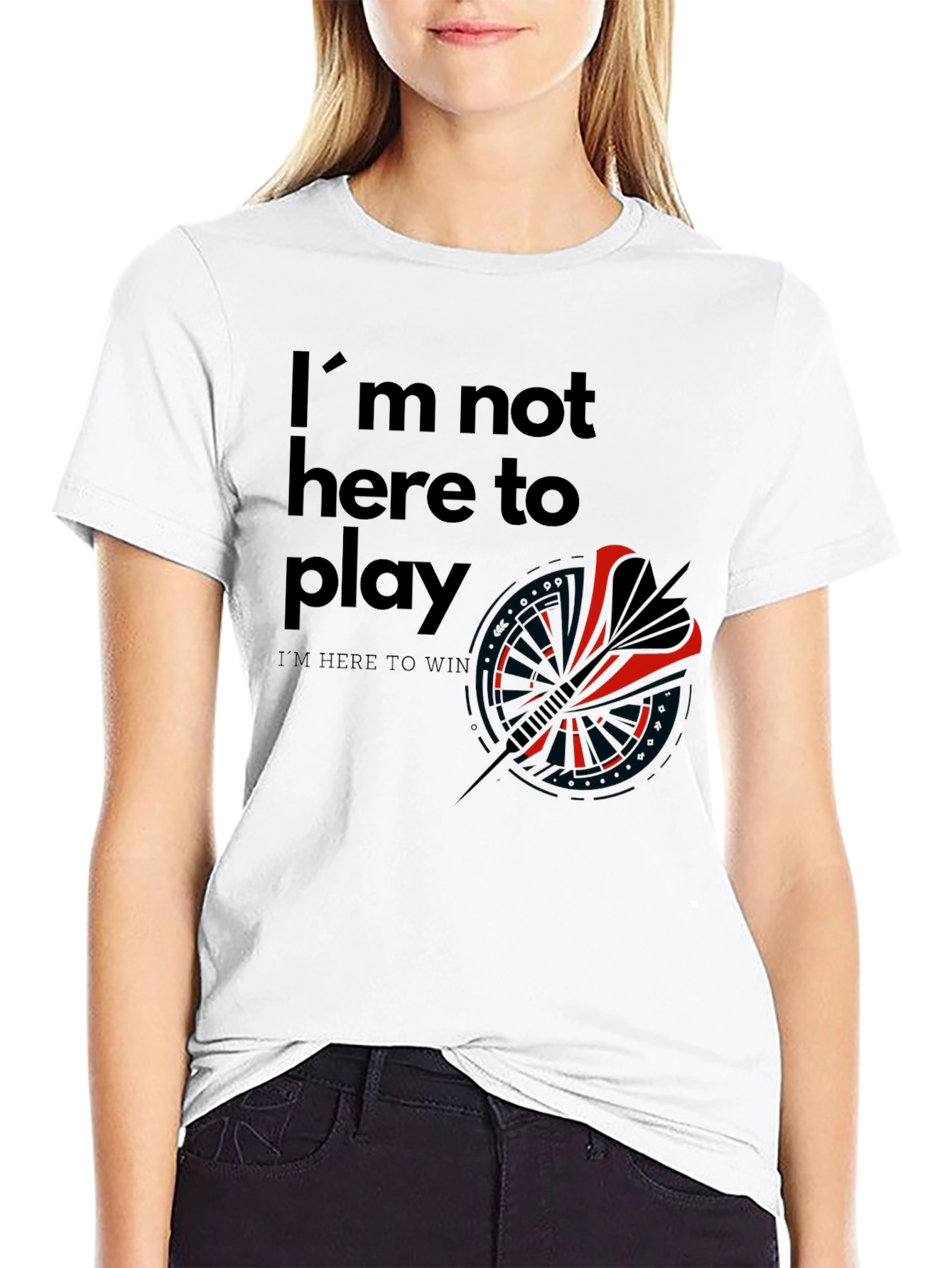 Im Here to Win Black Graphic T-Shirt
