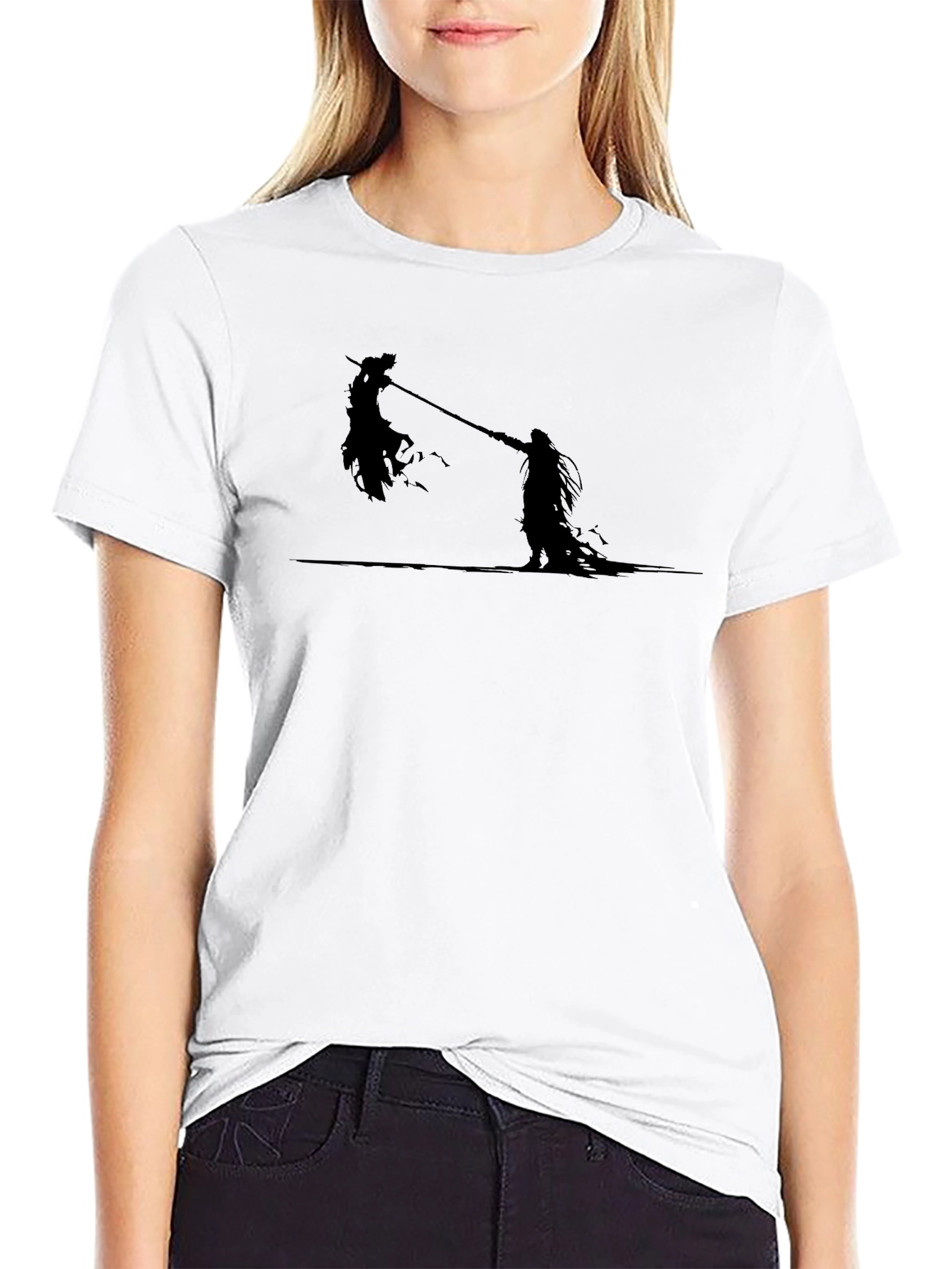 Silhouette Battle Graphic Tee - Black Cotton T-Shirt