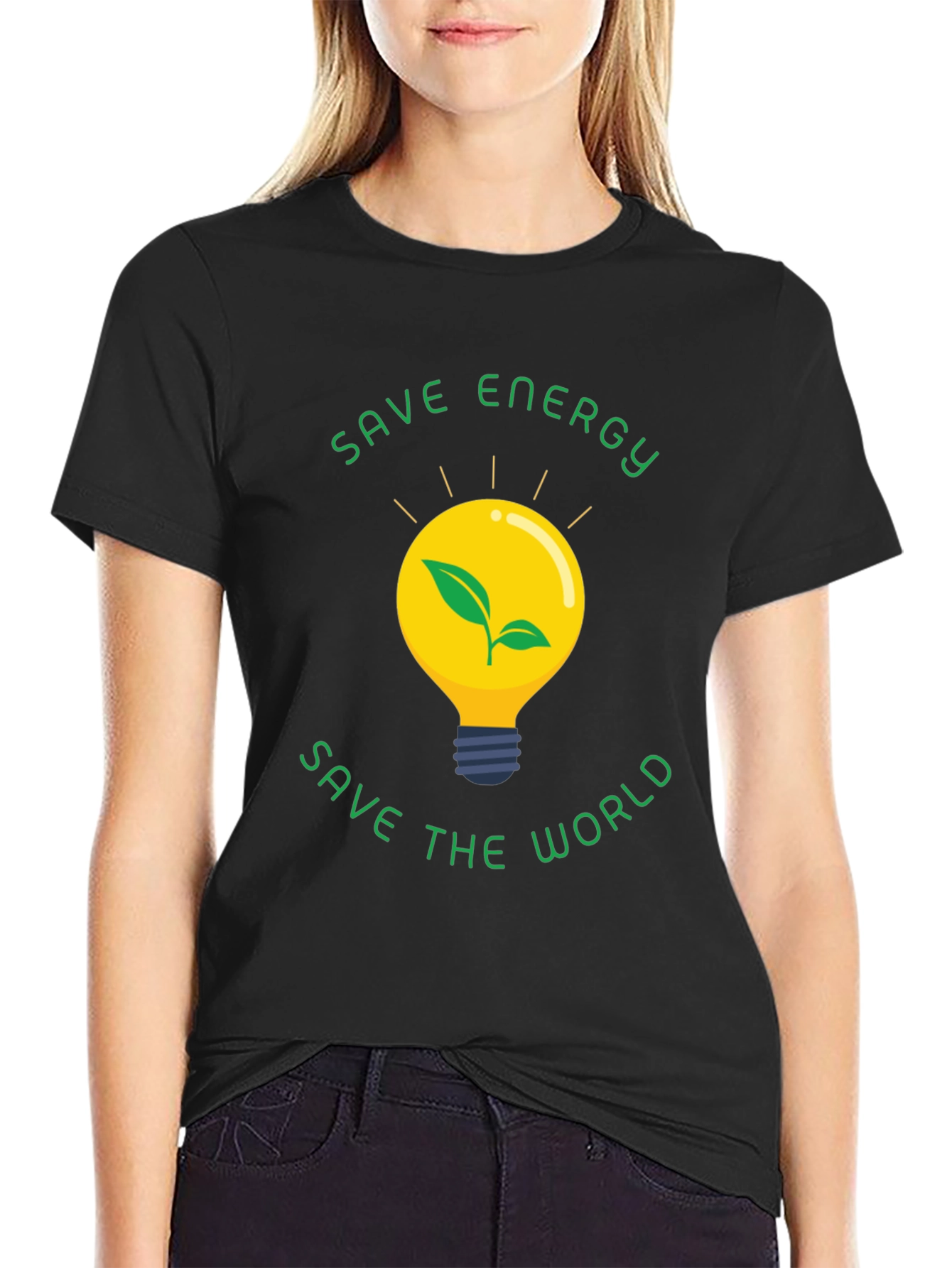 Eco-Friendly Save Energy Save the World Black T-Shirt