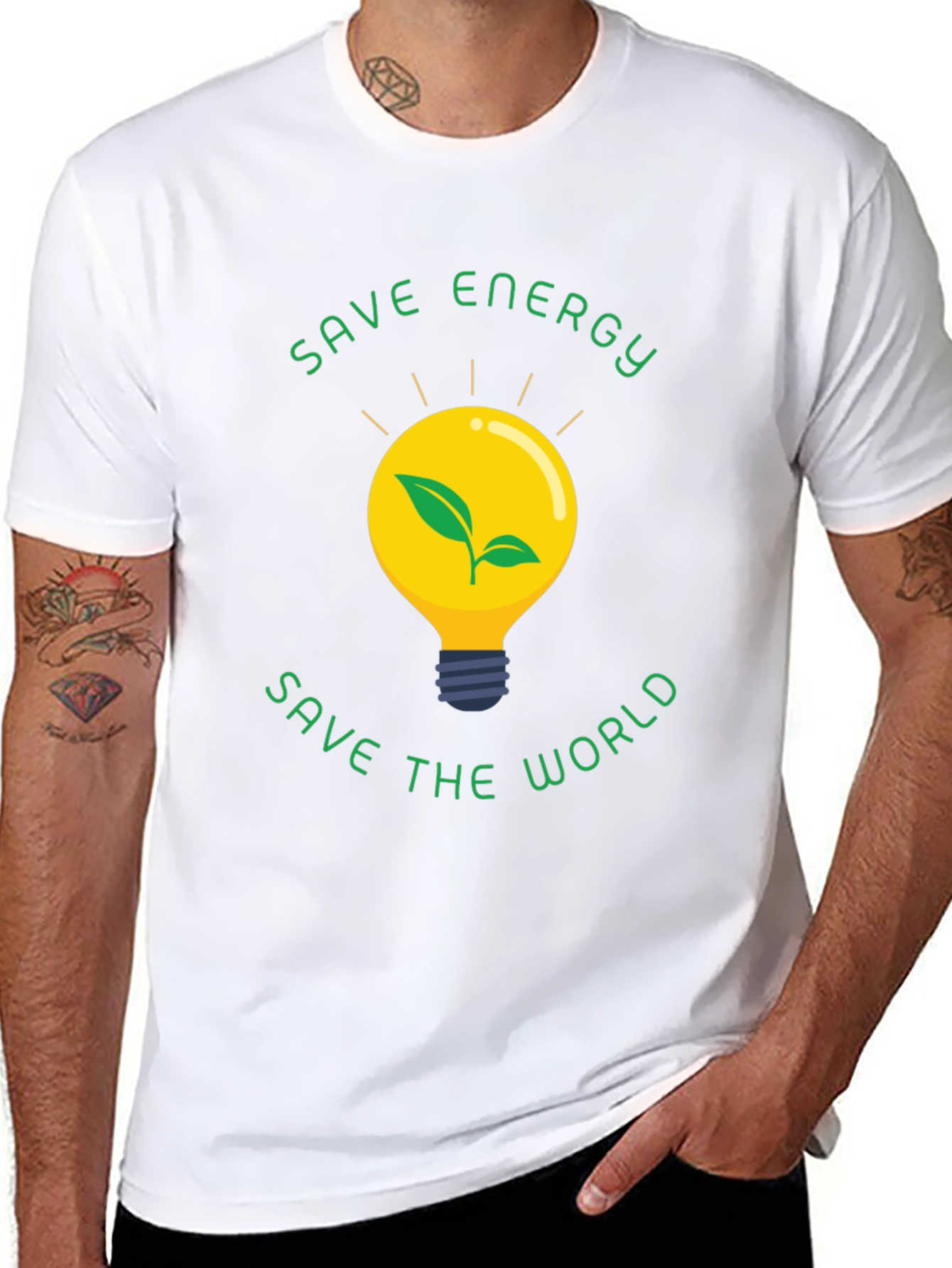 Eco-Friendly Save Energy Save the World Black T-Shirt