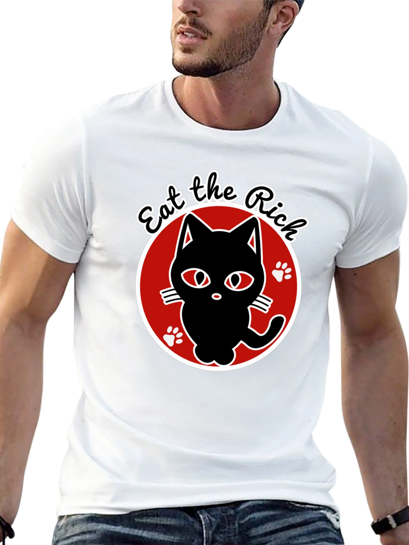 Eat the Rich Black Cat Graphic T-Shirt