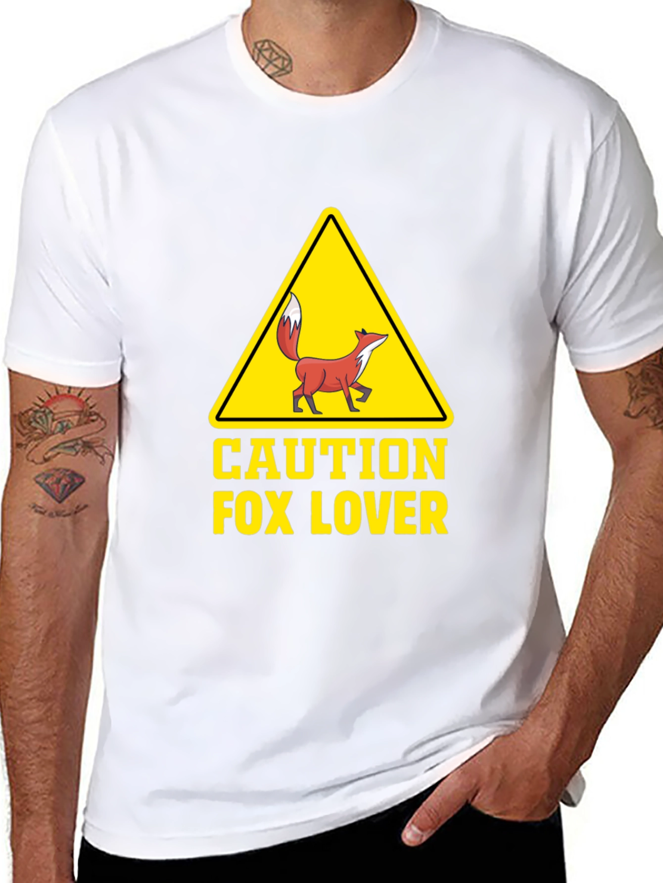 Caution Fox Lover Graphic T-Shirt - Unisex Crew Neck