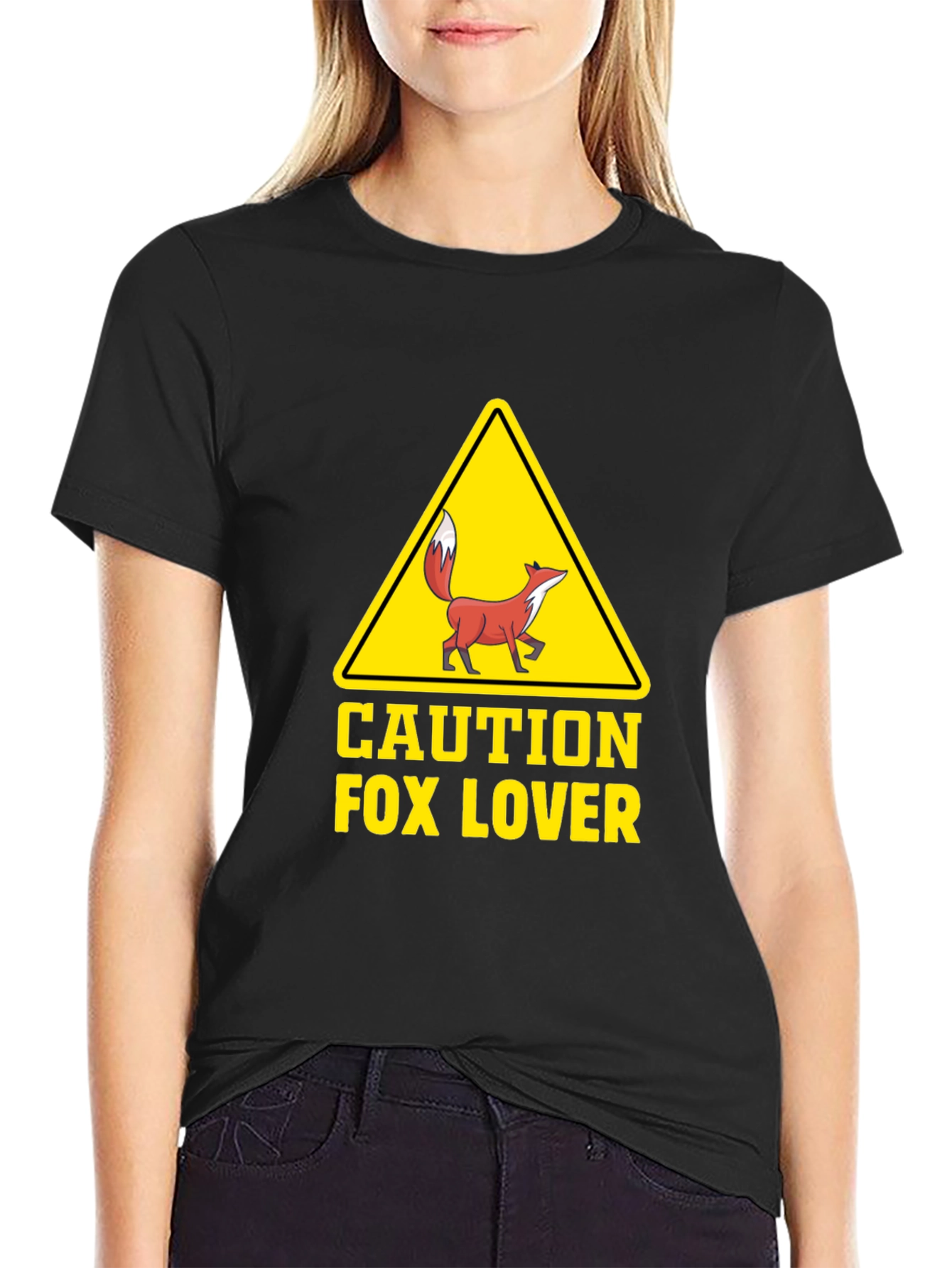 Caution Fox Lover Graphic T-Shirt - Unisex Crew Neck