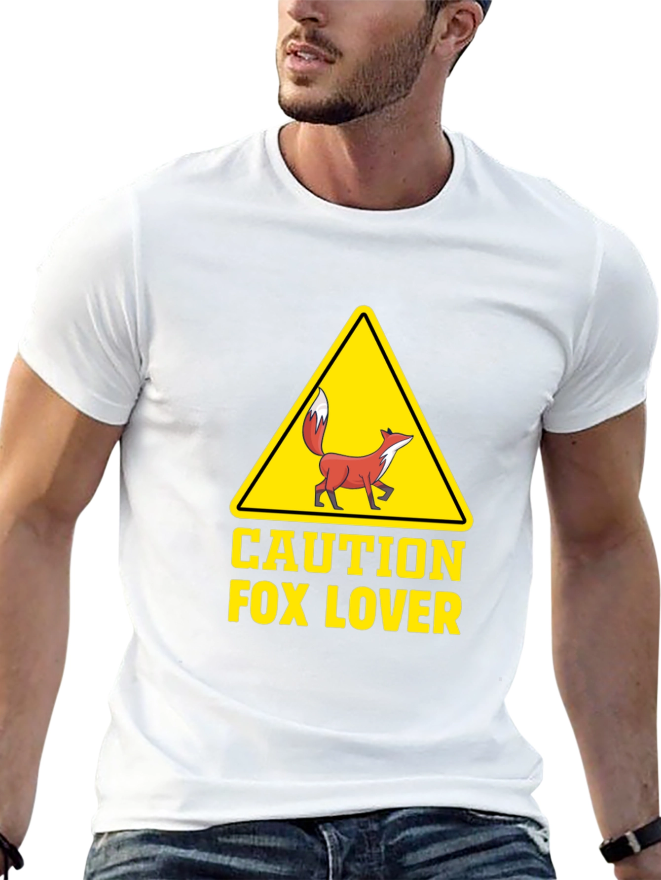 Caution Fox Lover Graphic T-Shirt - Unisex Crew Neck
