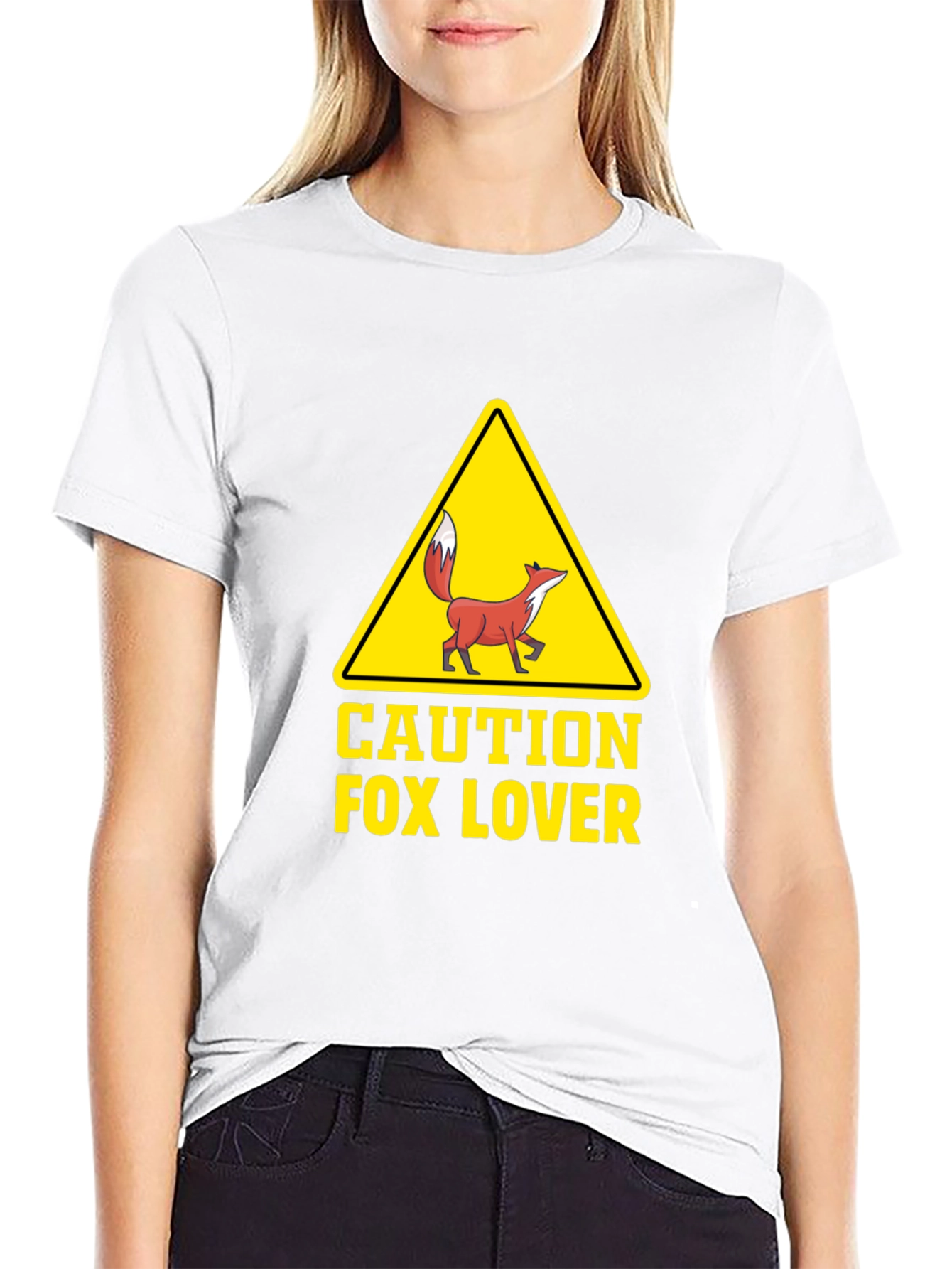 Caution Fox Lover Graphic T-Shirt - Unisex Crew Neck