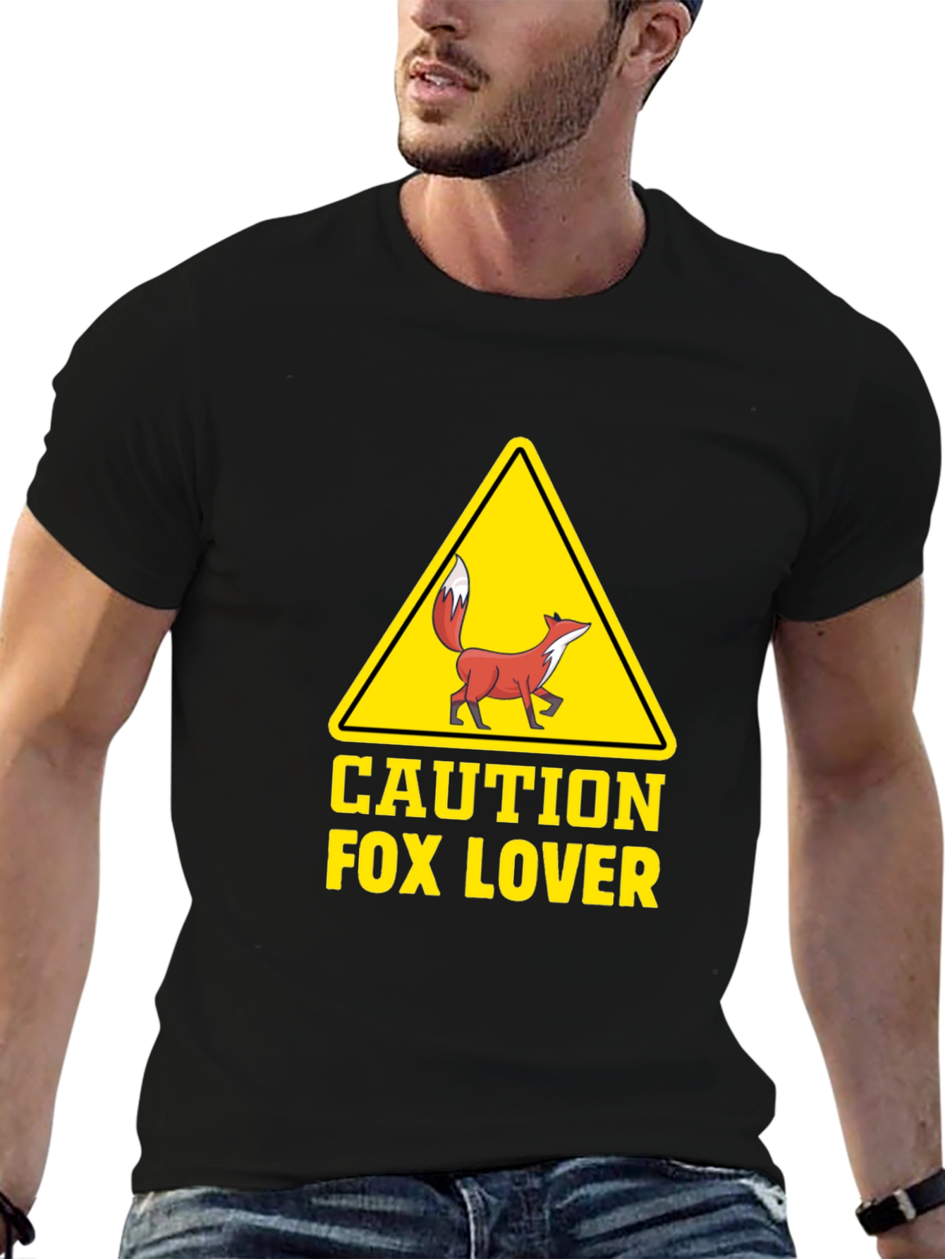 Caution Fox Lover Graphic T-Shirt - Unisex Crew Neck