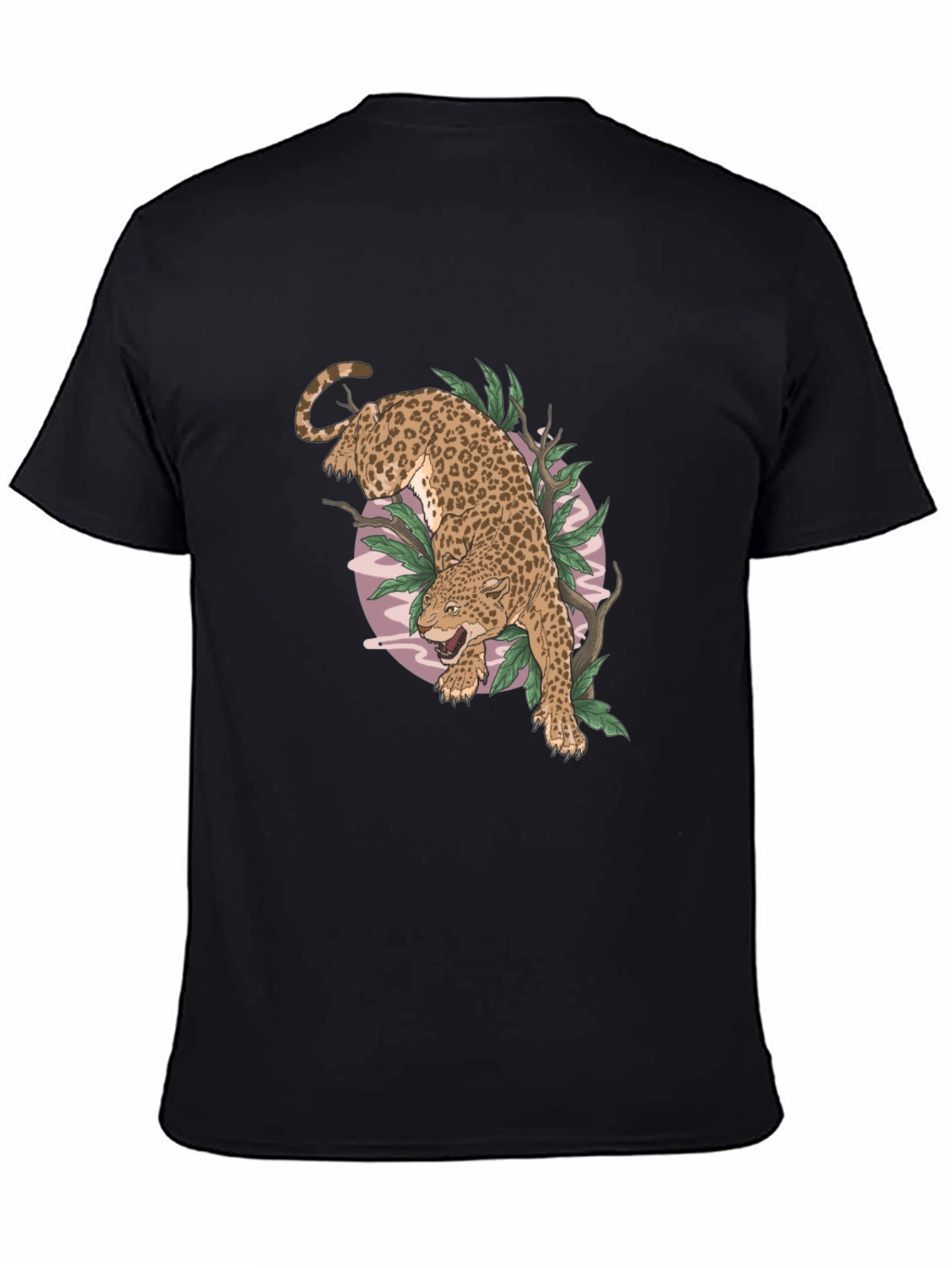 Leopard Graphic Print Black T-Shirt