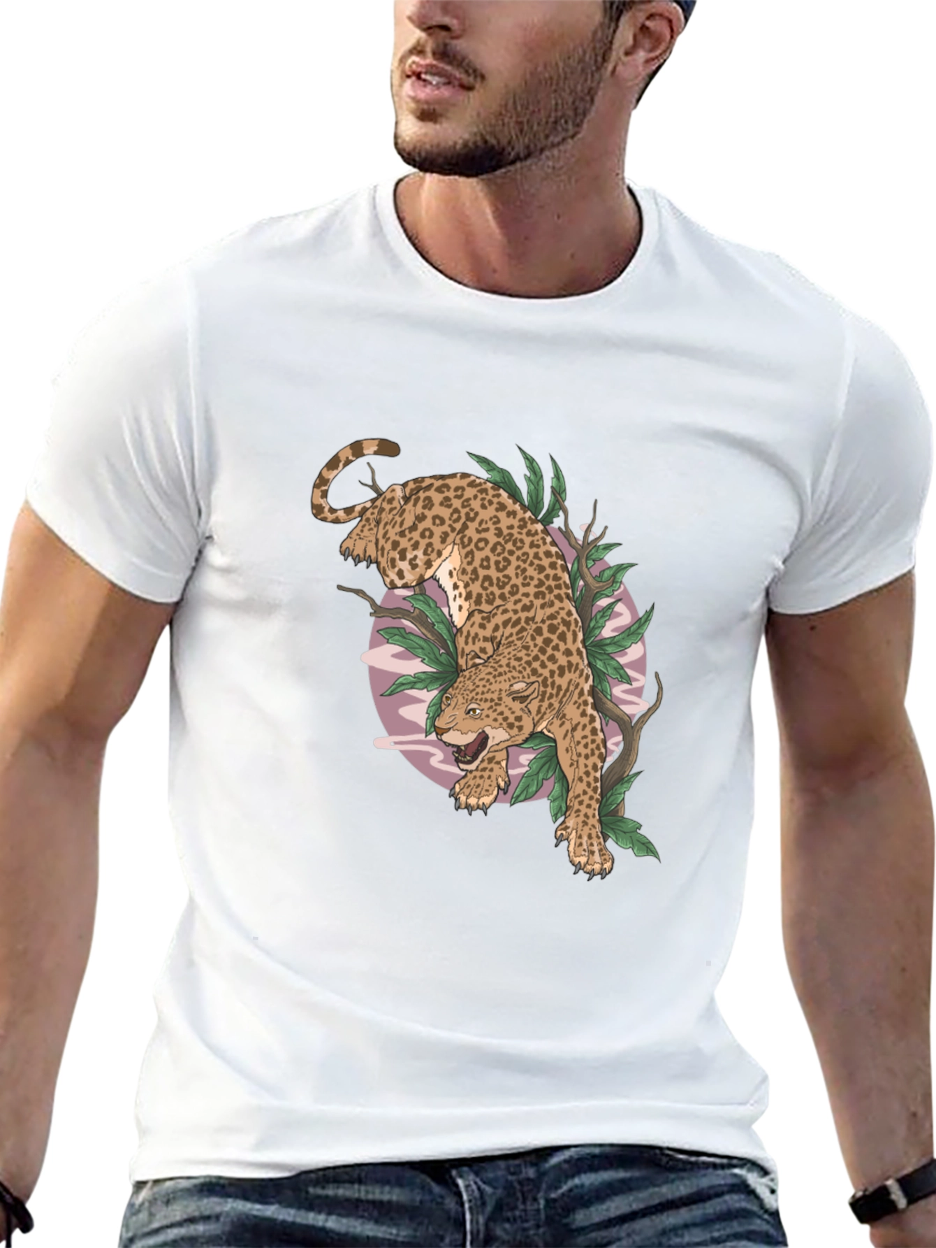Leopard Graphic Print Black T-Shirt