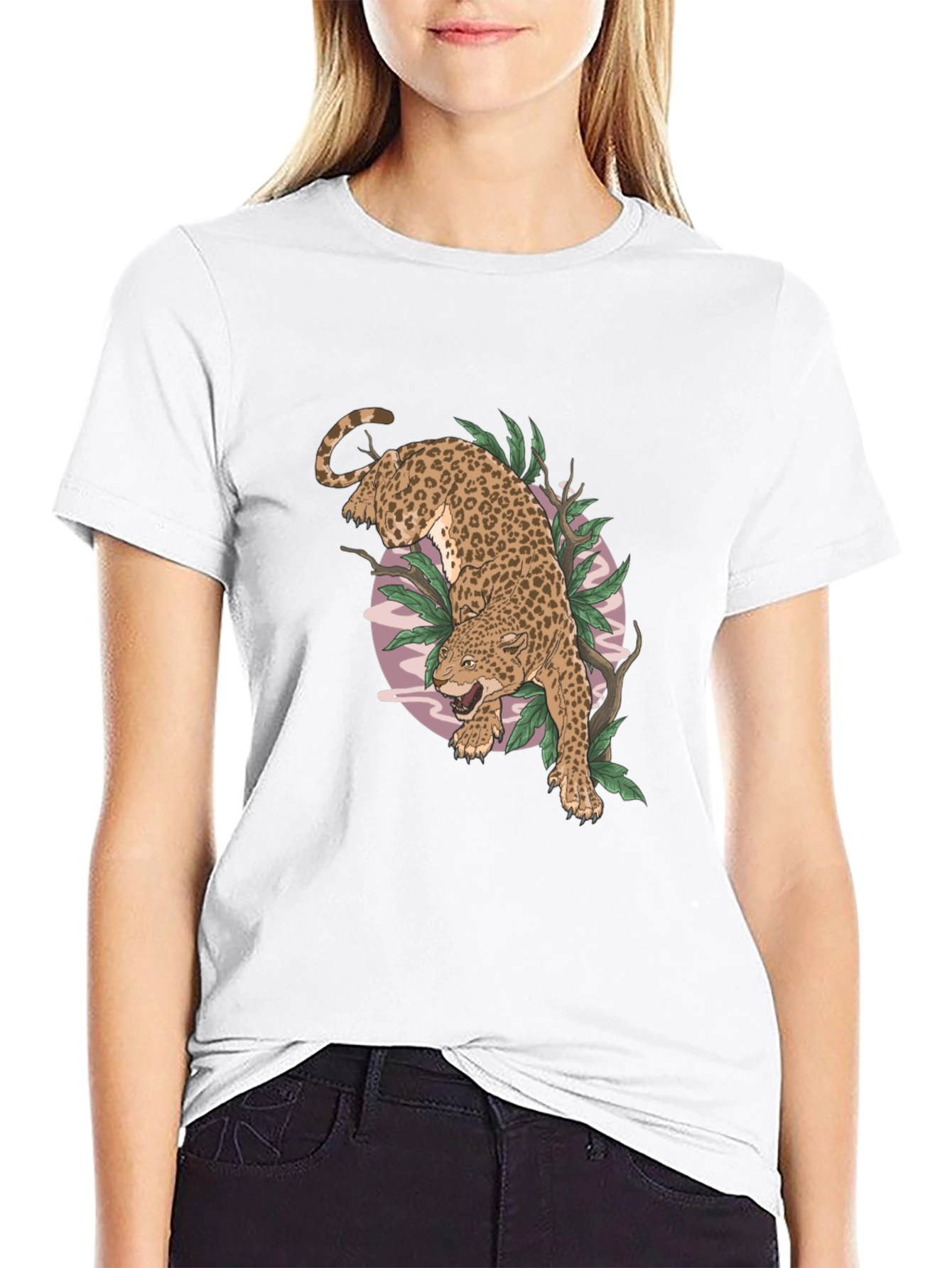 Leopard Graphic Print Black T-Shirt