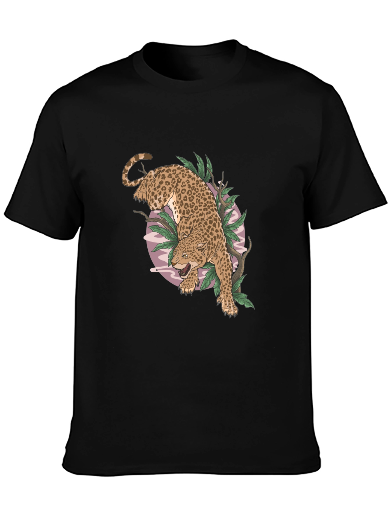 Leopard Graphic Print Black T-Shirt