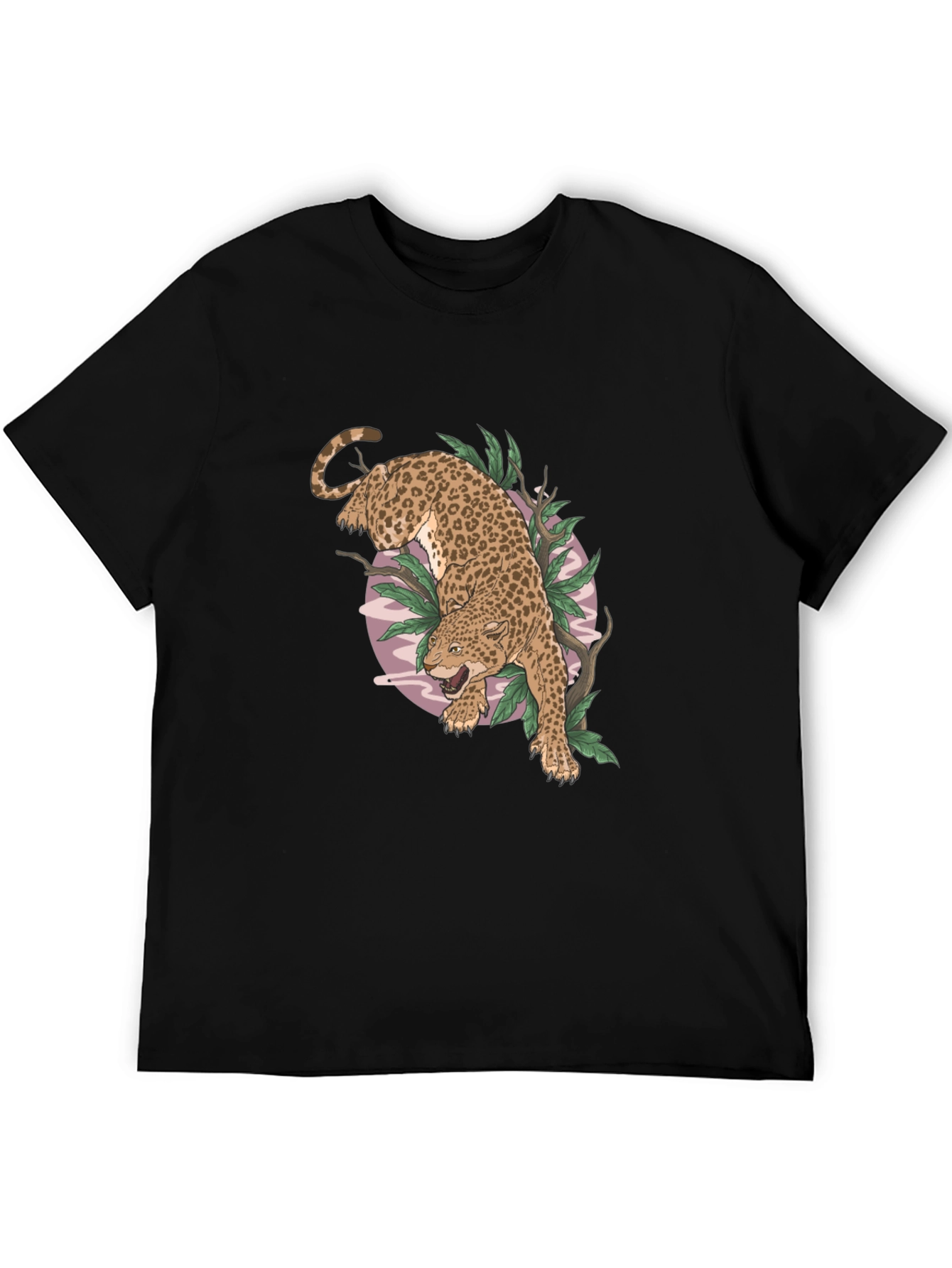 Leopard Graphic Print Black T-Shirt