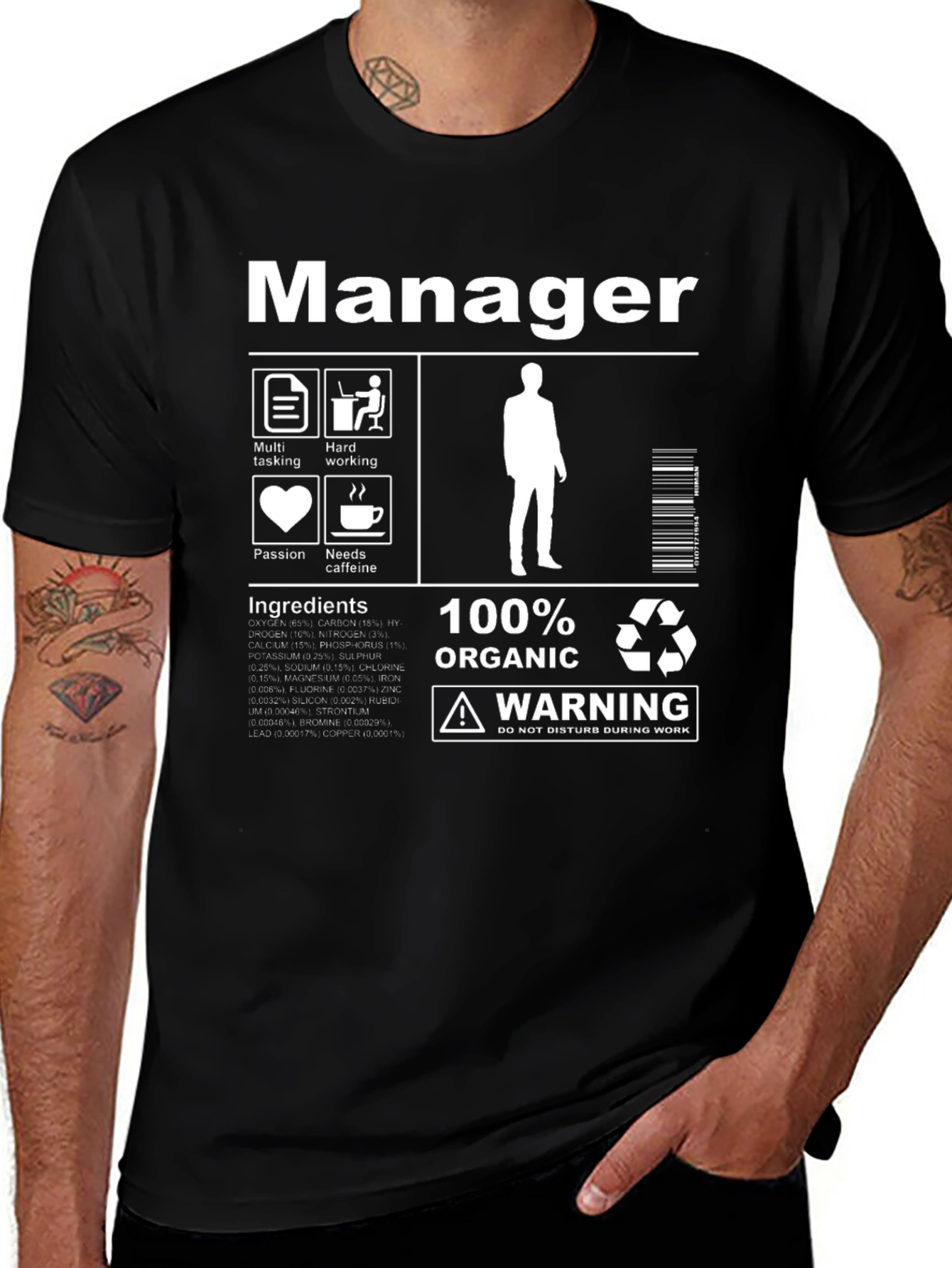 Manager Ingredients T-Shirt - 100% Organic