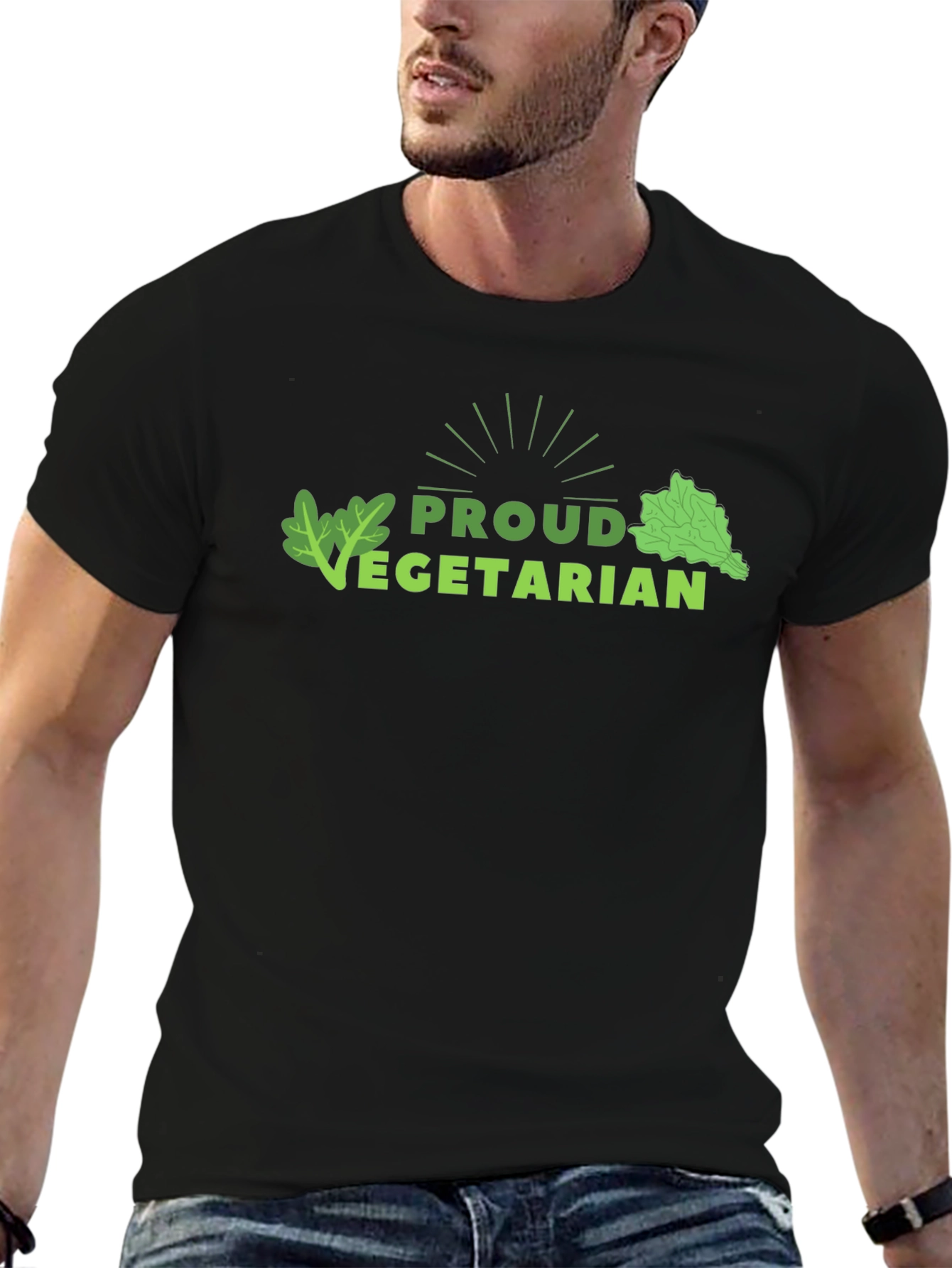 Proud Vegetarian Graphic Tee - Black