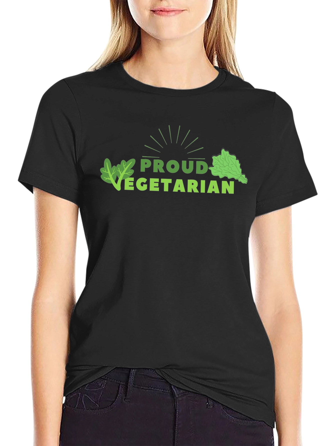 Proud Vegetarian Graphic Tee - Black