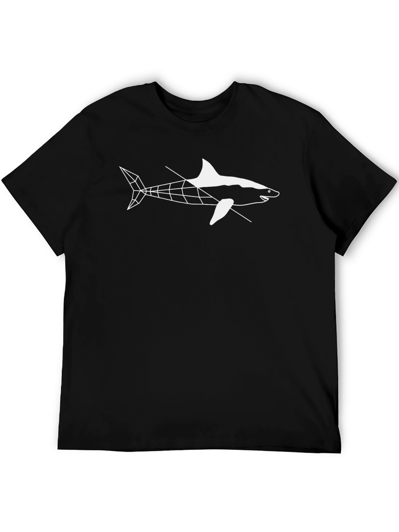 Geometric Shark Graphic Tee - Mens Black T-Shirt