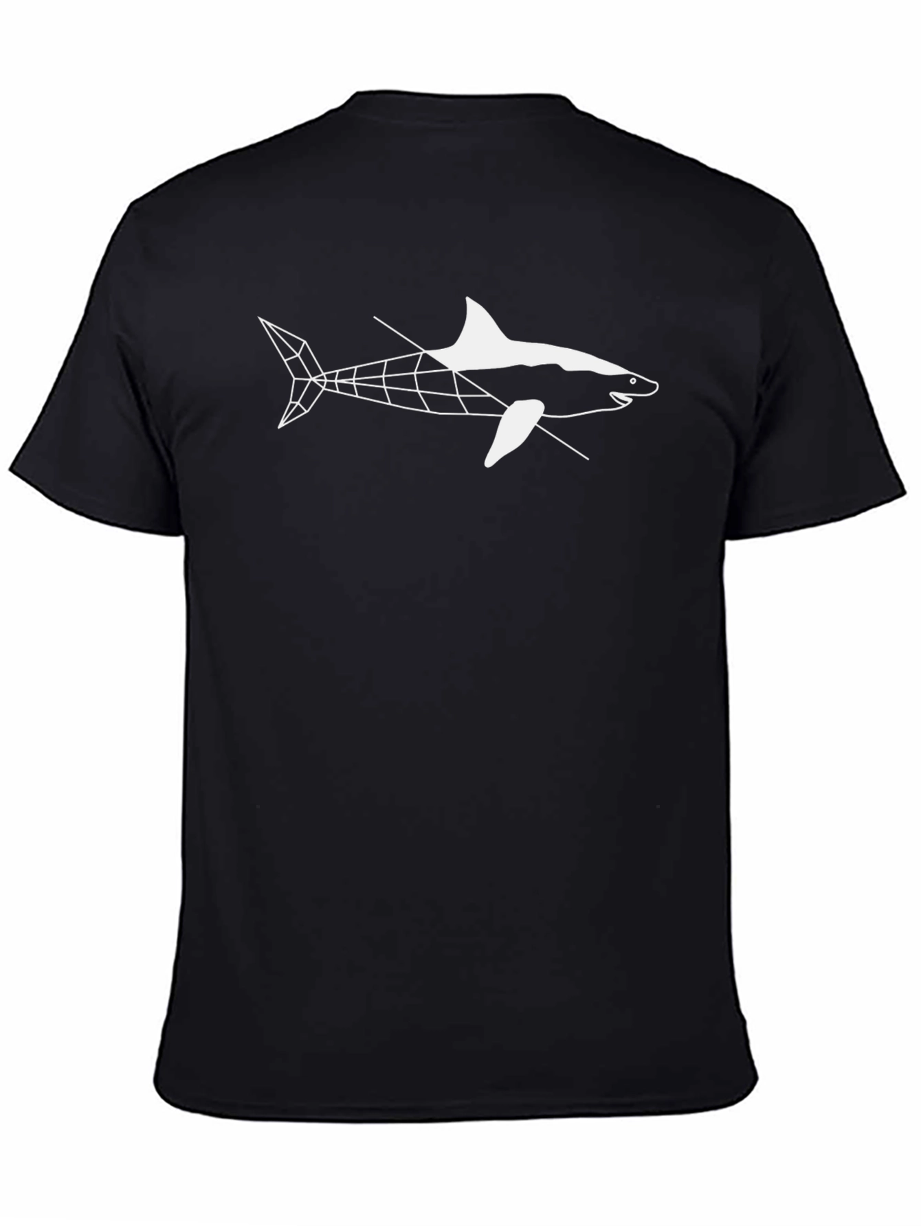 Geometric Shark Graphic Tee - Mens Black T-Shirt