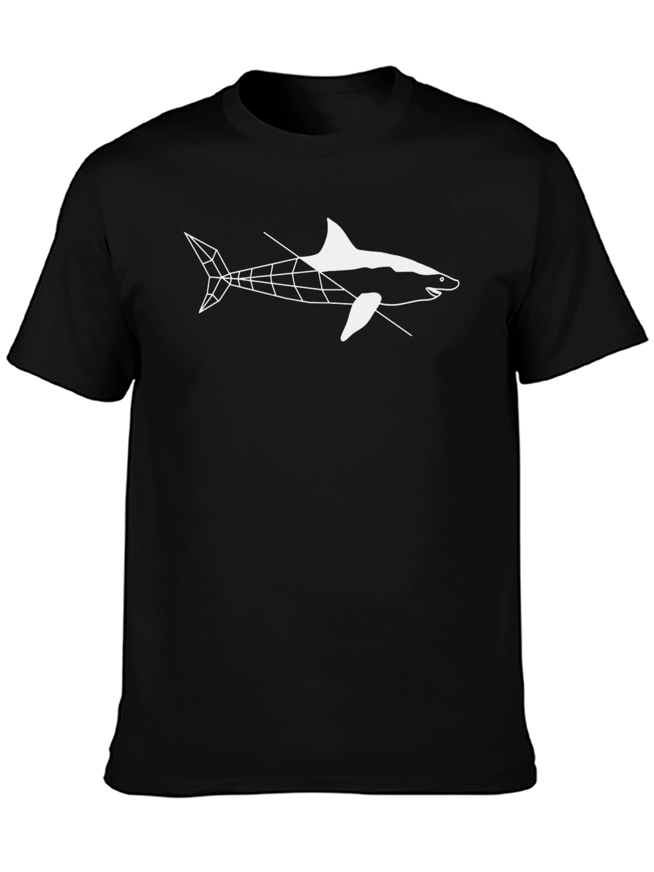 Geometric Shark Graphic Tee - Mens Black T-Shirt
