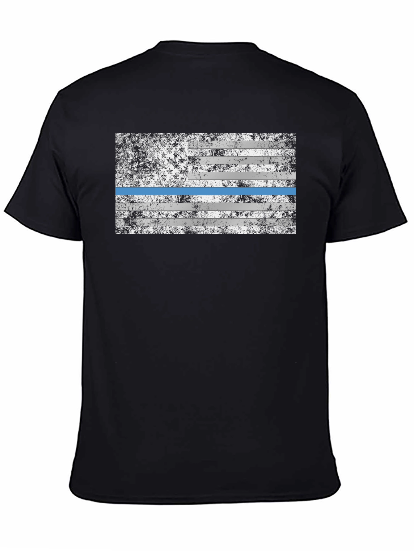 Distressed Thin Blue Line American Flag T-Shirt