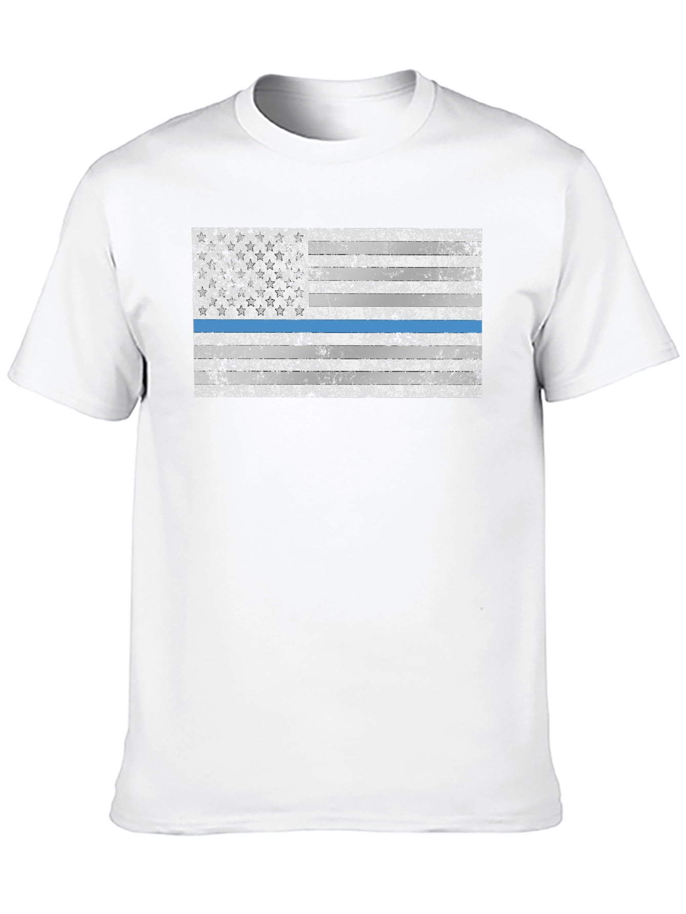 Distressed Thin Blue Line American Flag T-Shirt