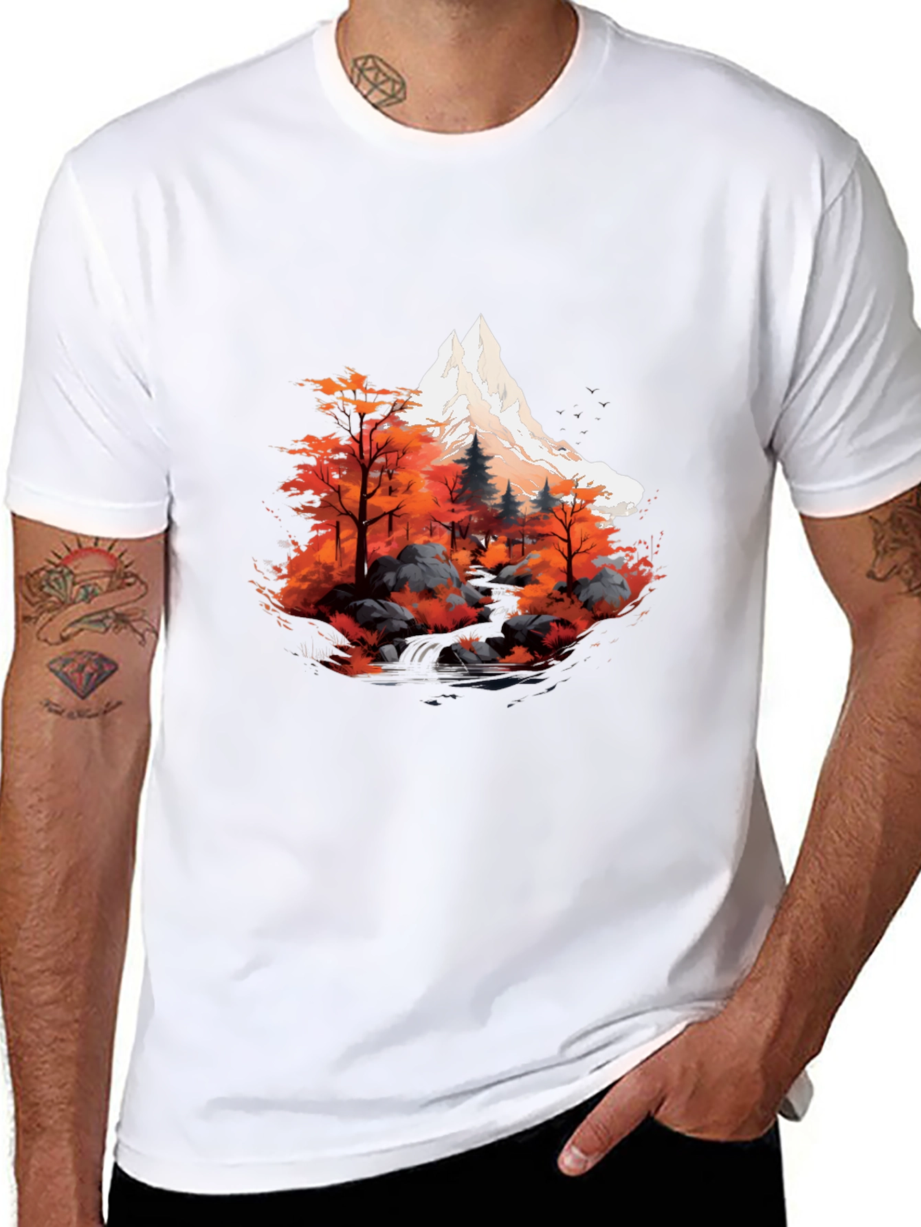 Mountain & Forest Graphic Tee - Black