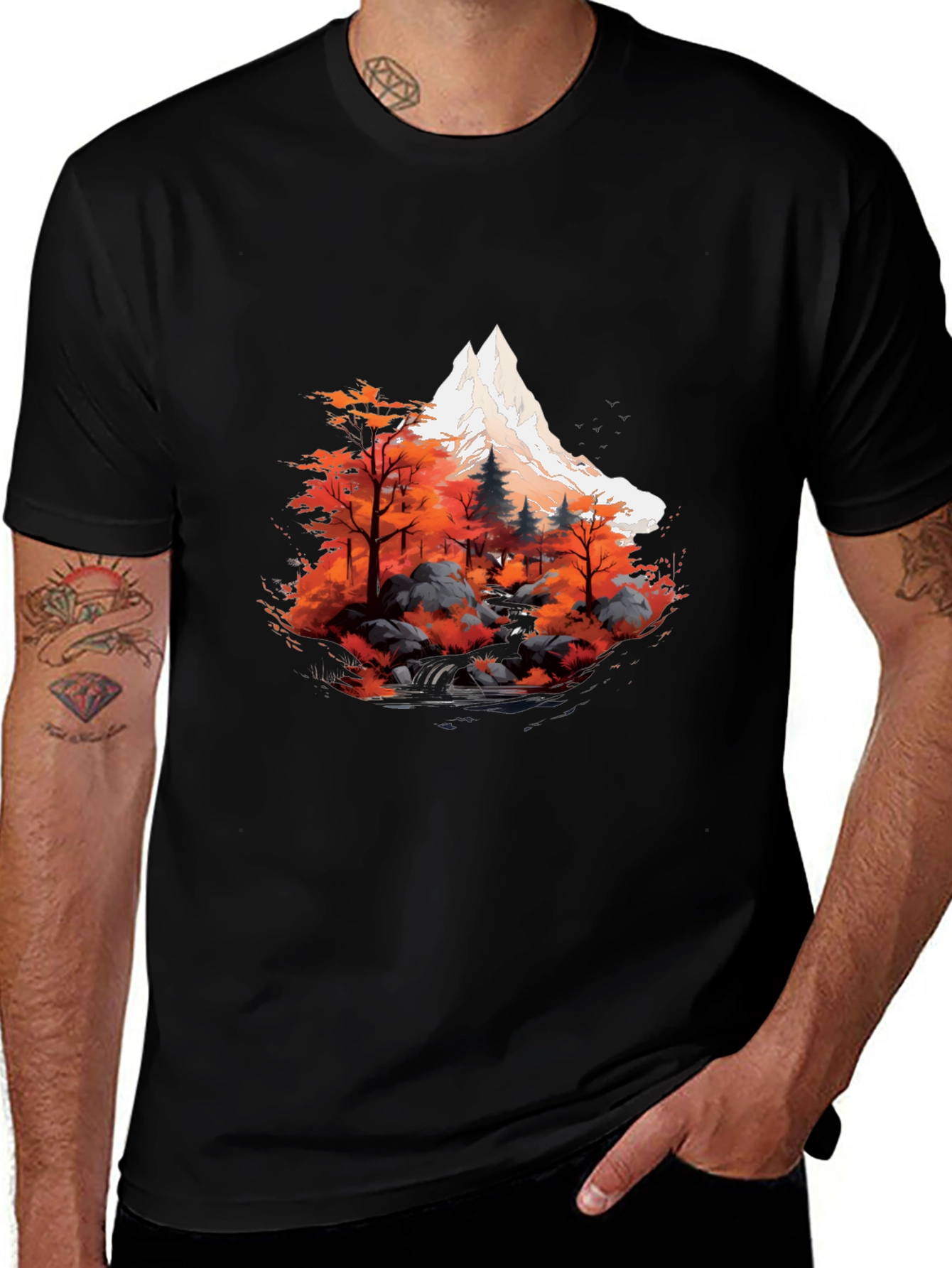 Mountain & Forest Graphic Tee - Black