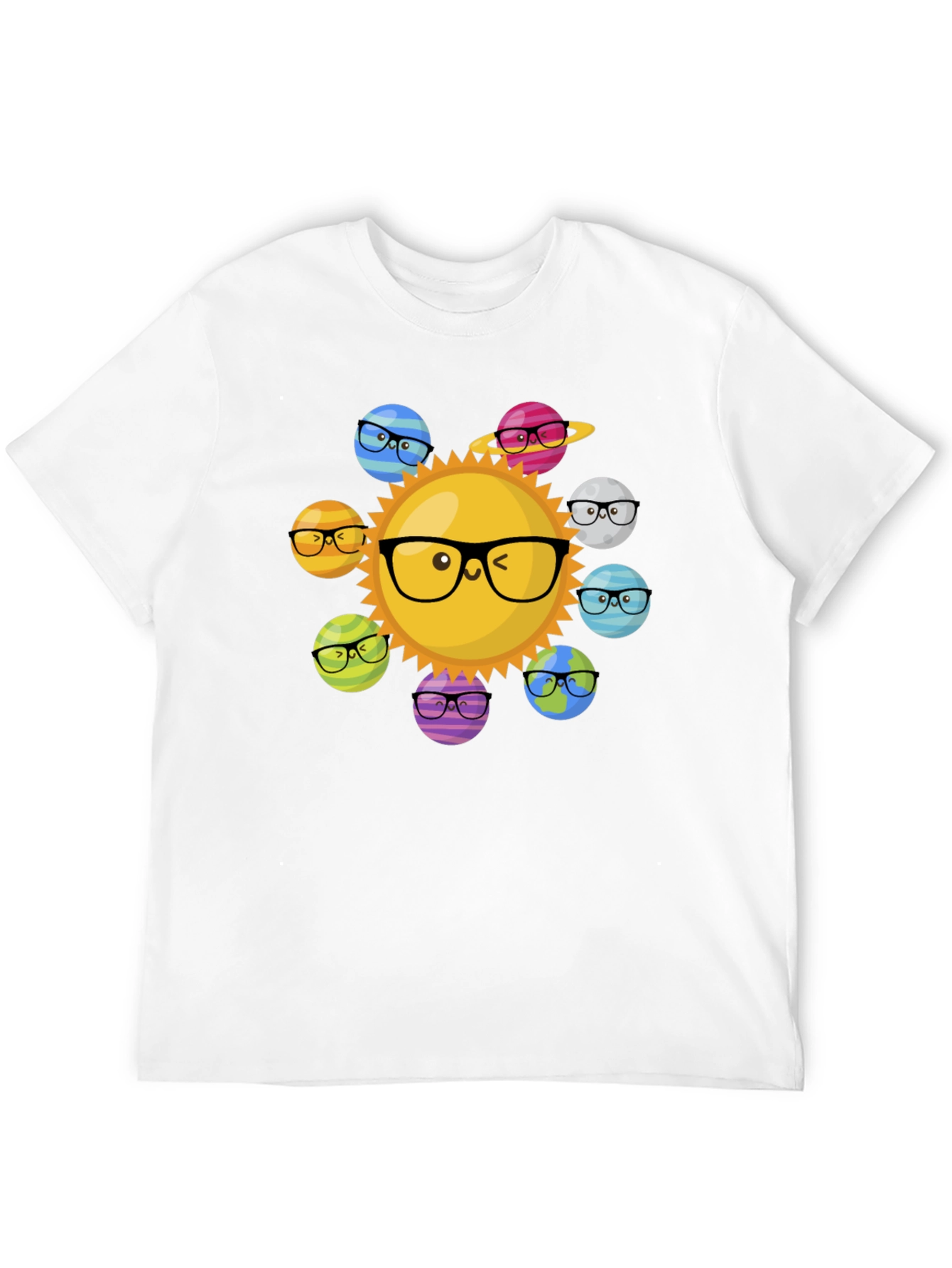 Sun & Planet Glasses T-Shirt - Solar System Fun