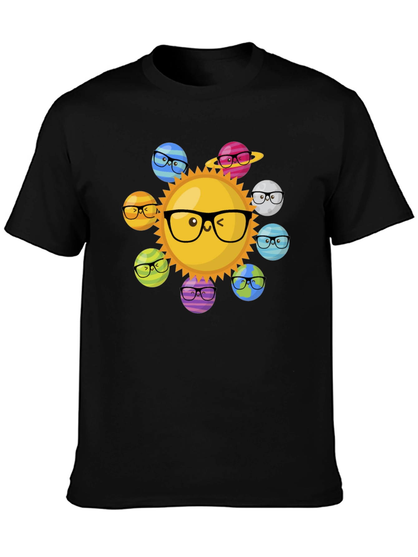 Sun & Planet Glasses T-Shirt - Solar System Fun