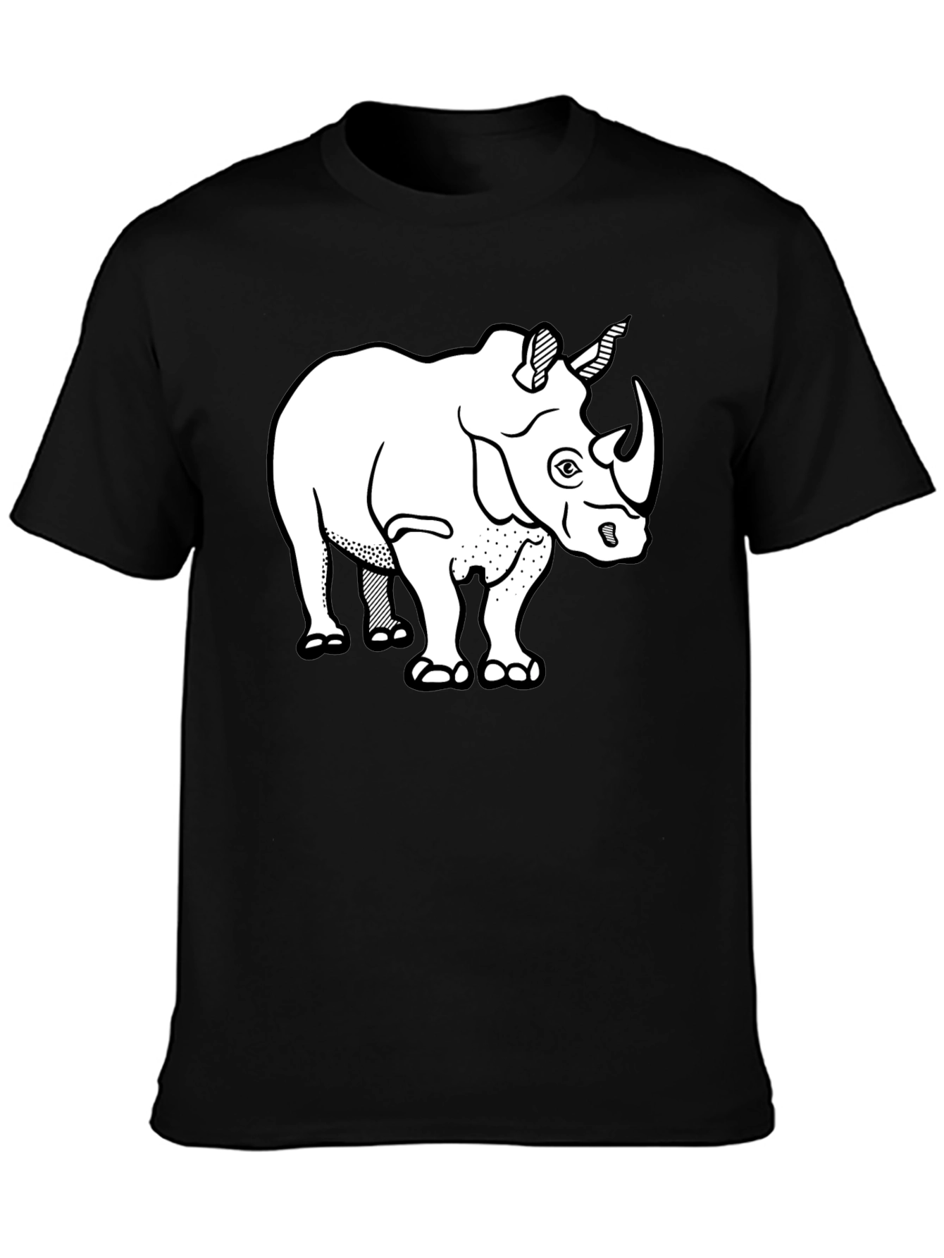 Rhino Graphic Tee - Black Cotton T-Shirt