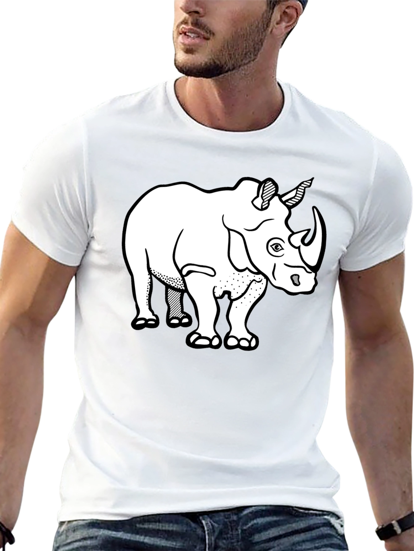 Rhino Graphic Tee - Black Cotton T-Shirt