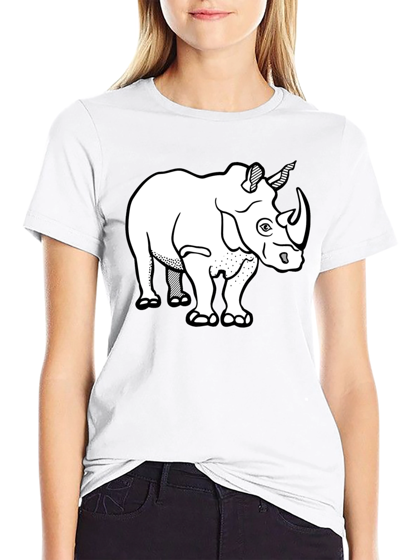 Rhino Graphic Tee - Black Cotton T-Shirt