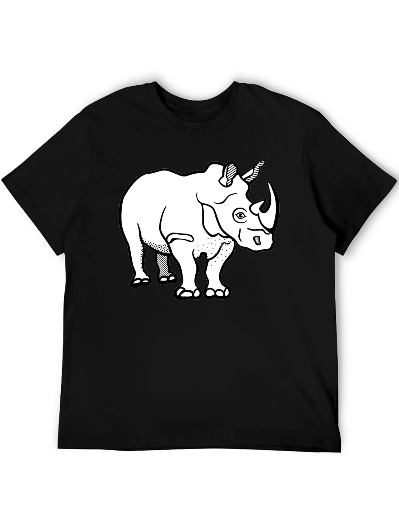 Rhino Graphic Tee - Black Cotton T-Shirt