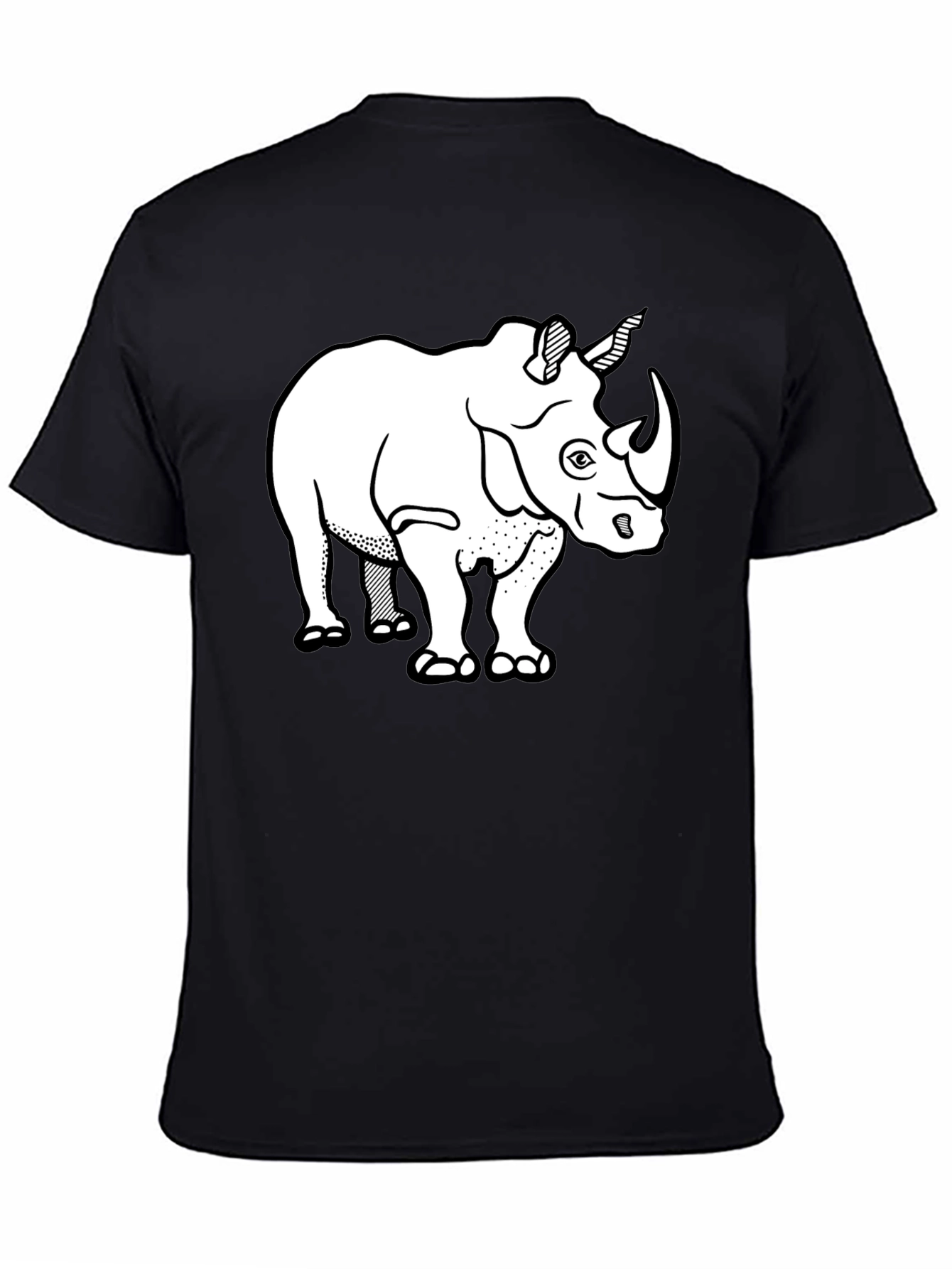 Rhino Graphic Tee - Black Cotton T-Shirt