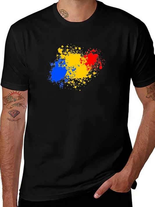 Abstract Splatter Tee - Black Cotton T-Shirt