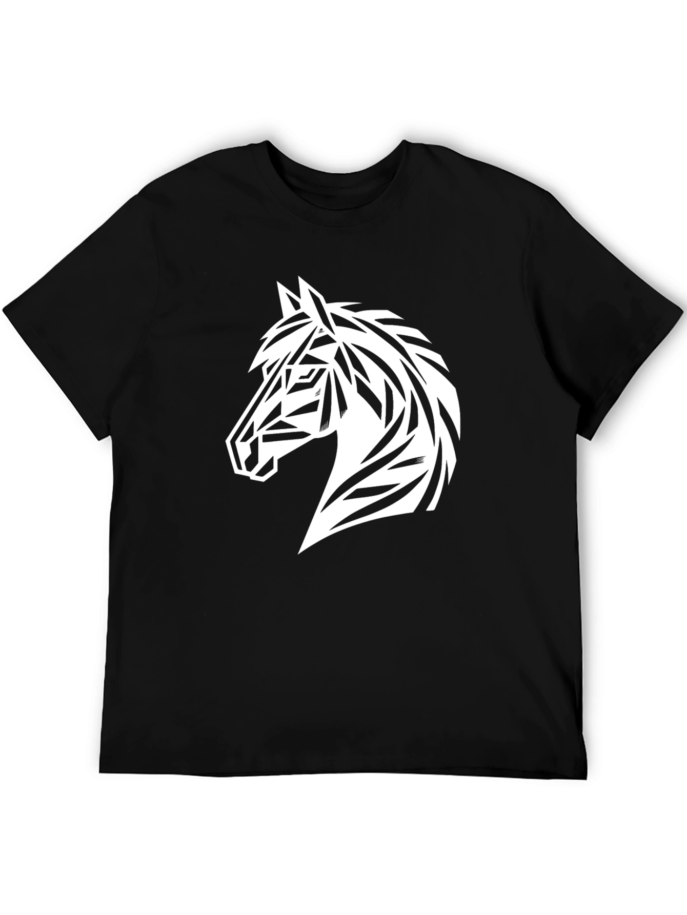 Geometric Horse Graphic Tee - Black