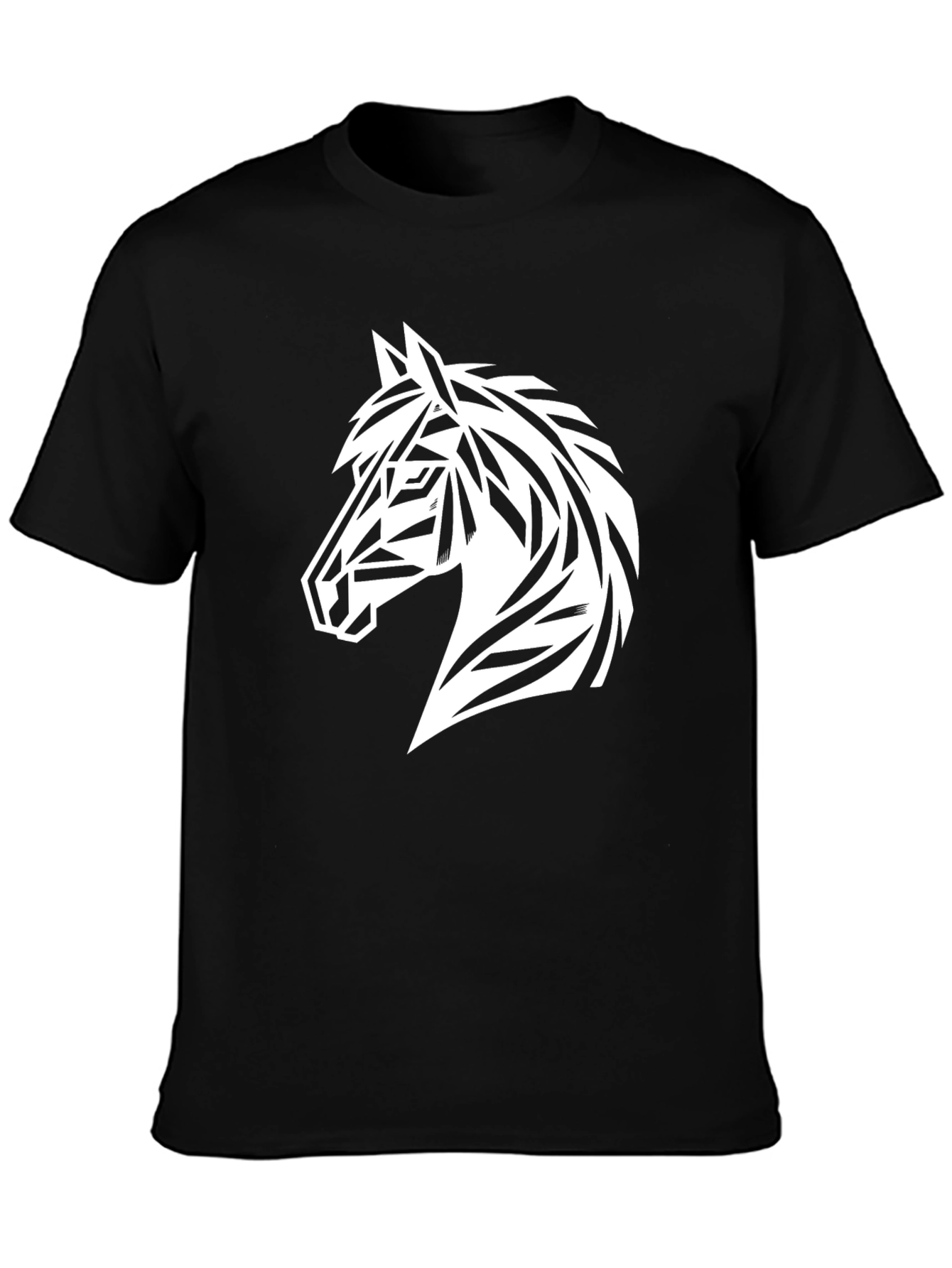 Geometric Horse Graphic Tee - Black