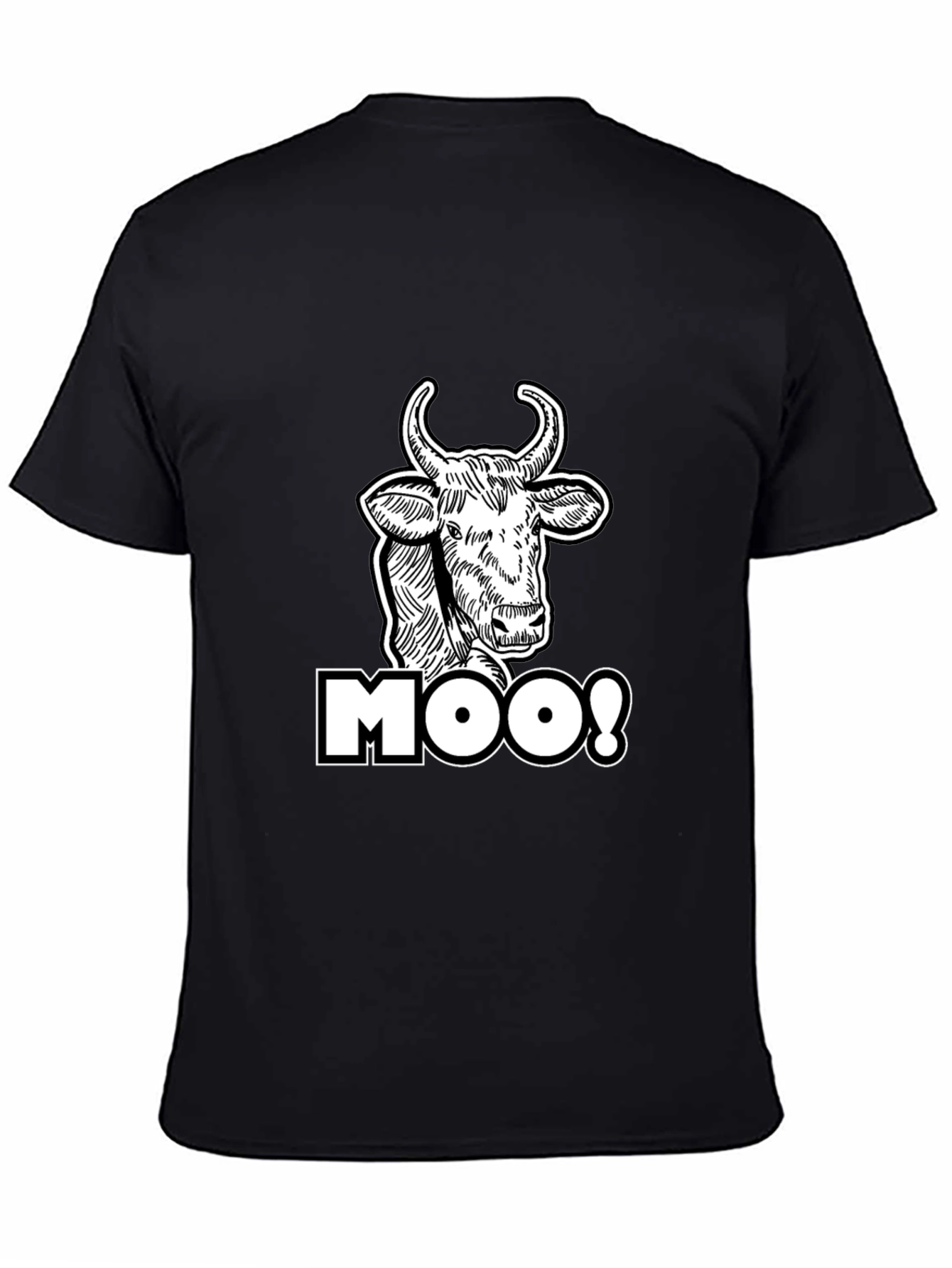Moo! Cow Graphic Print Black T-Shirt