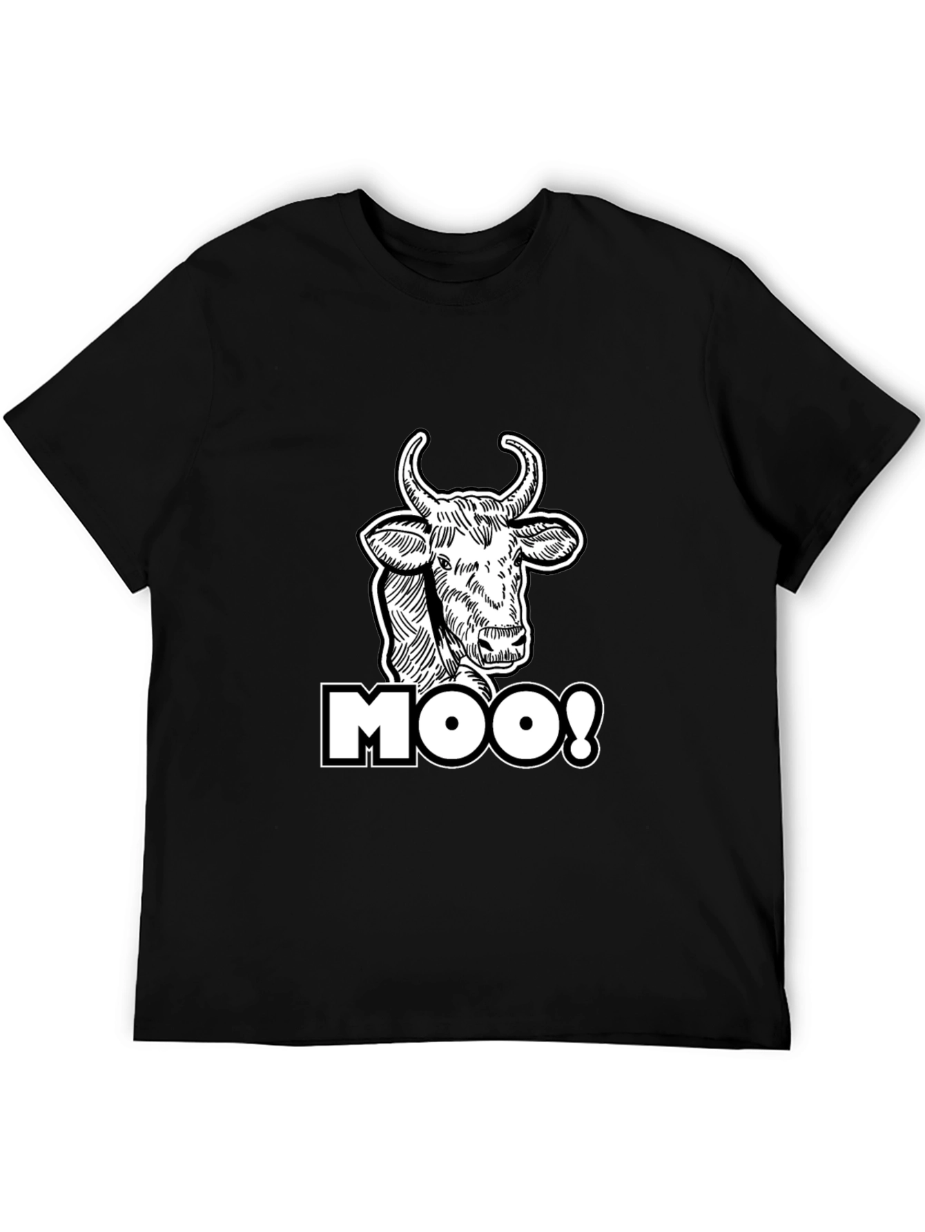 Moo! Cow Graphic Print Black T-Shirt