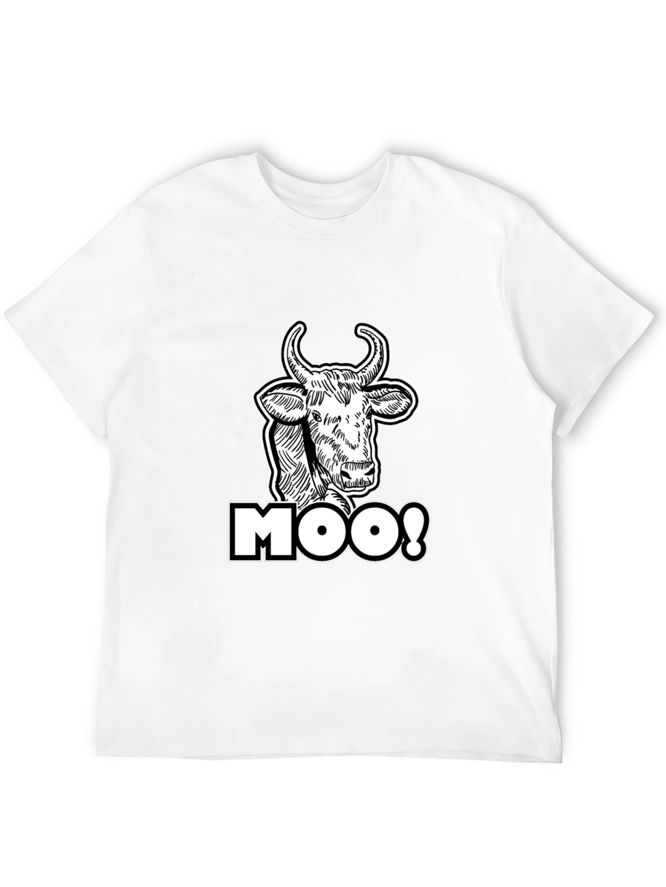 Moo! Cow Graphic Print Black T-Shirt