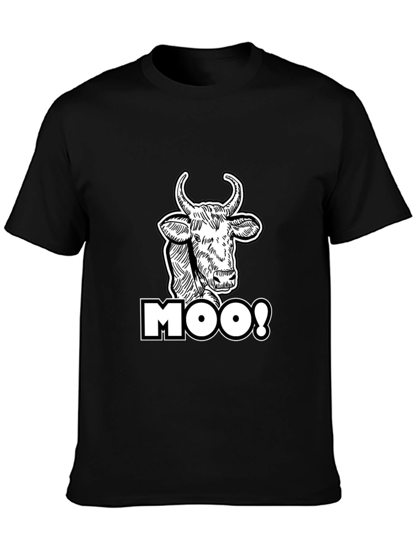 Moo! Cow Graphic Print Black T-Shirt